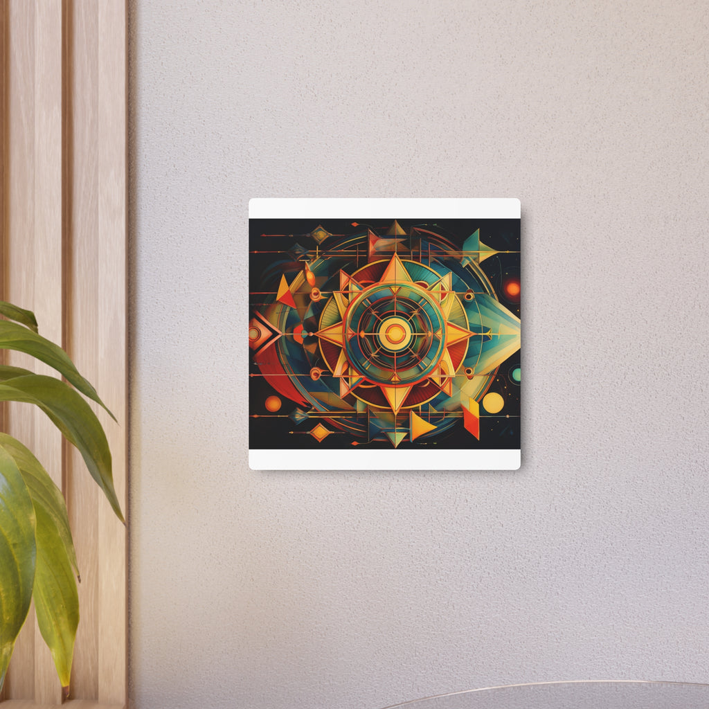Geometric Compass Metal Art Sign — Abstract Nautical Wall Decor