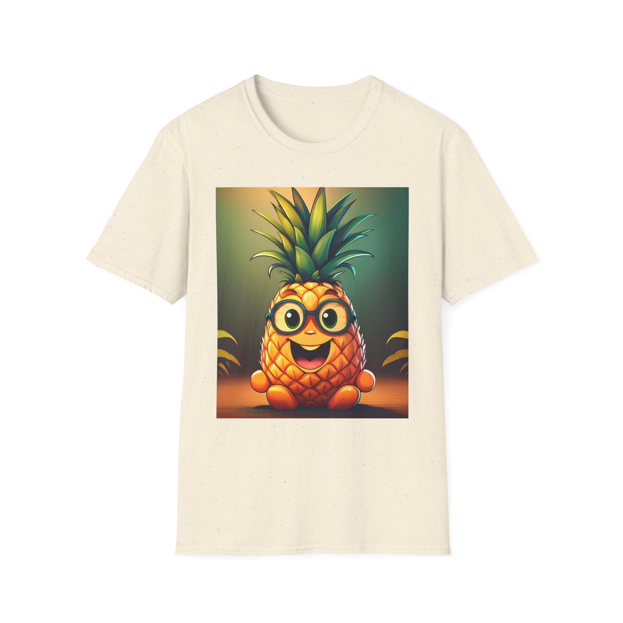 Pineapple Cartoon T-Shirt — Cute Smiling Pineapple with Glasses Tee