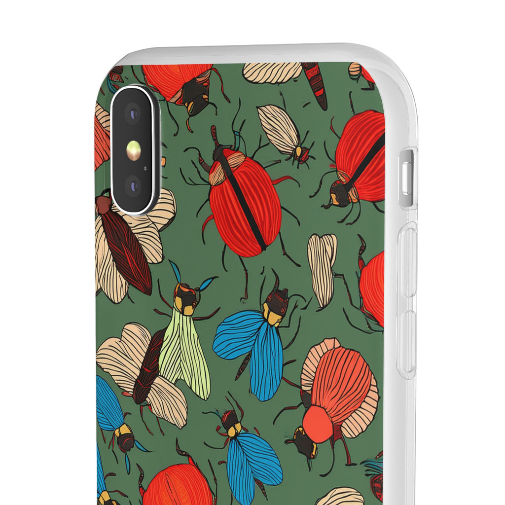 Bug Pattern Phone Case — Colorful Beetles & Flies Design