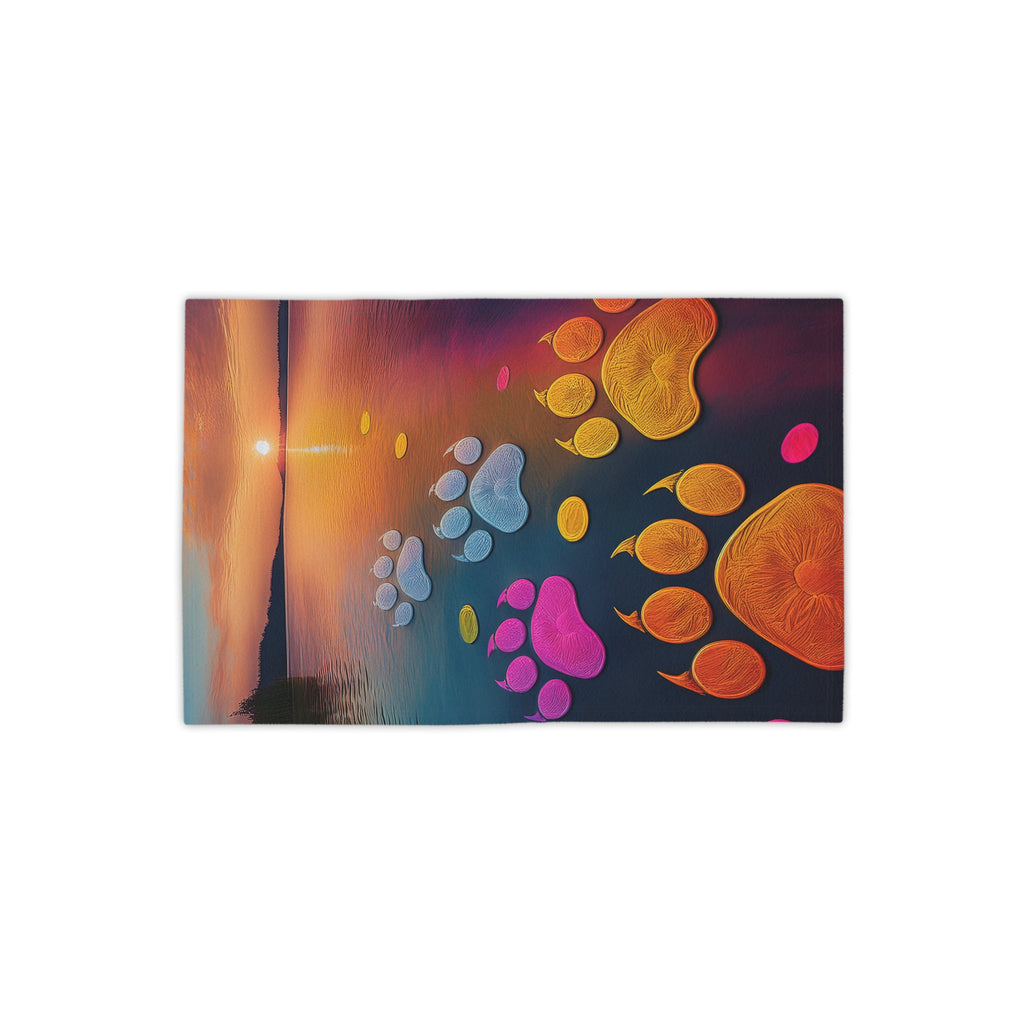 Sunset Pawprints Beach Towel — Colorful Paw Print Sunset Beach Towel for Dog Lovers
