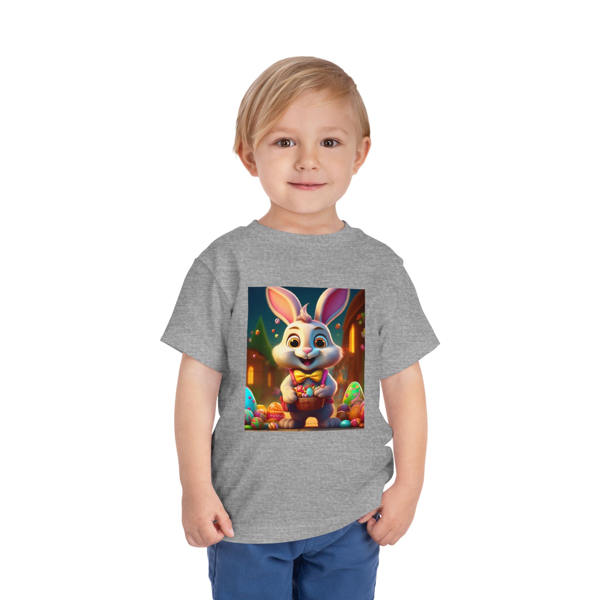 Easter Bunny Toddler Tee — Cute Bunny with Eggs Graphic Shirt