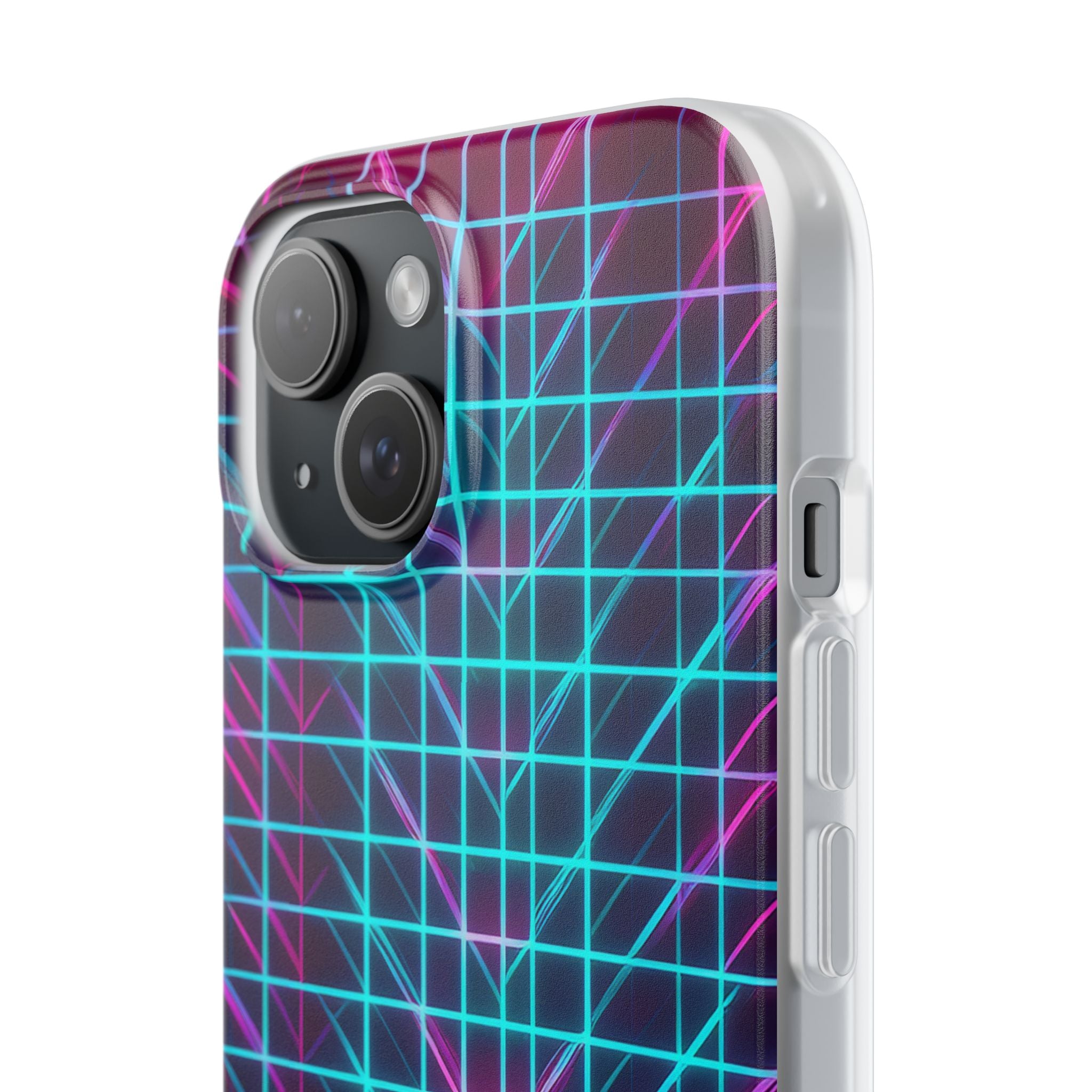Retro Neon Grid Phone Case – 80s Vaporwave Geometric iPhone Cover