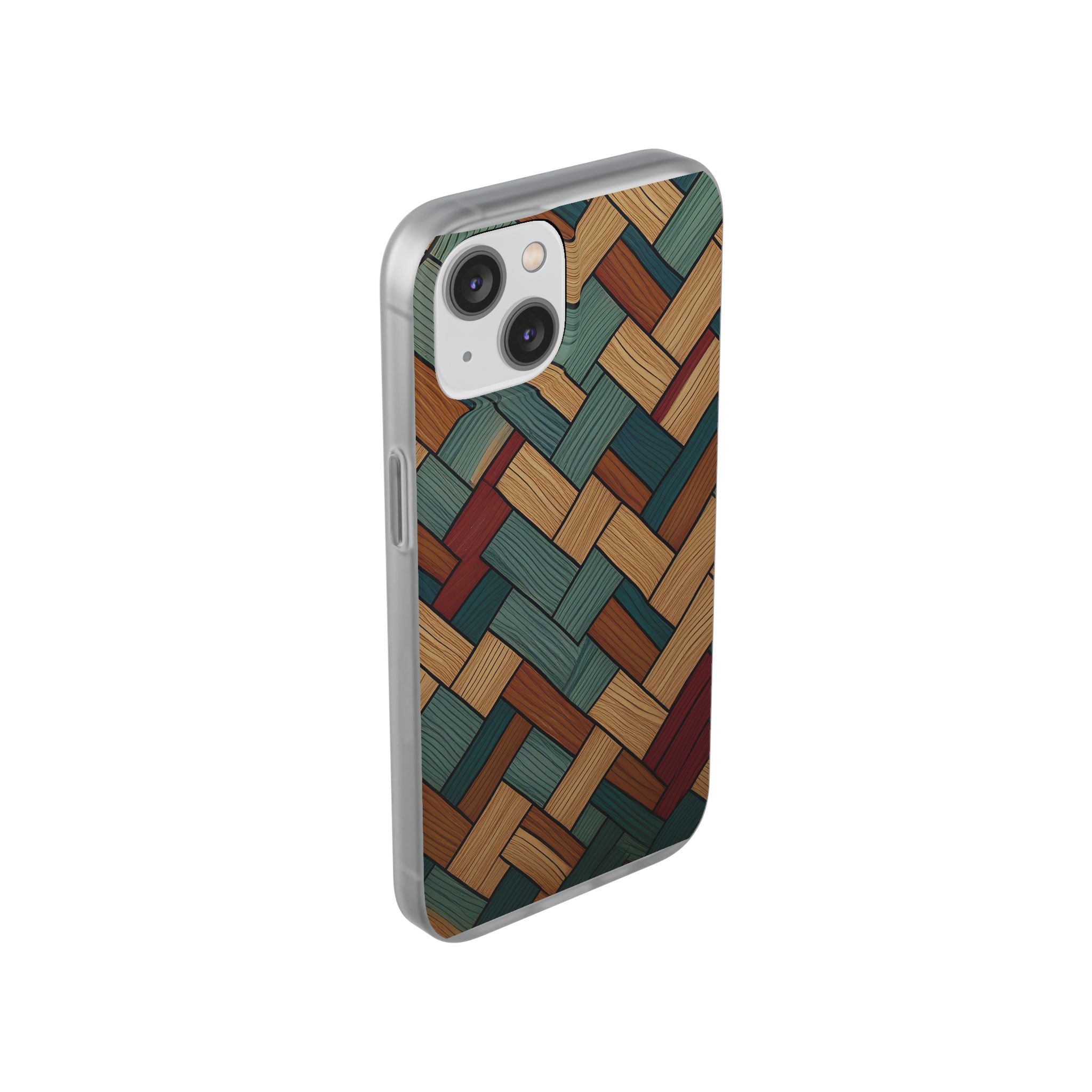 Woven Wood Pattern Phone Case — Rustic Geometric iPhone Flexi Case