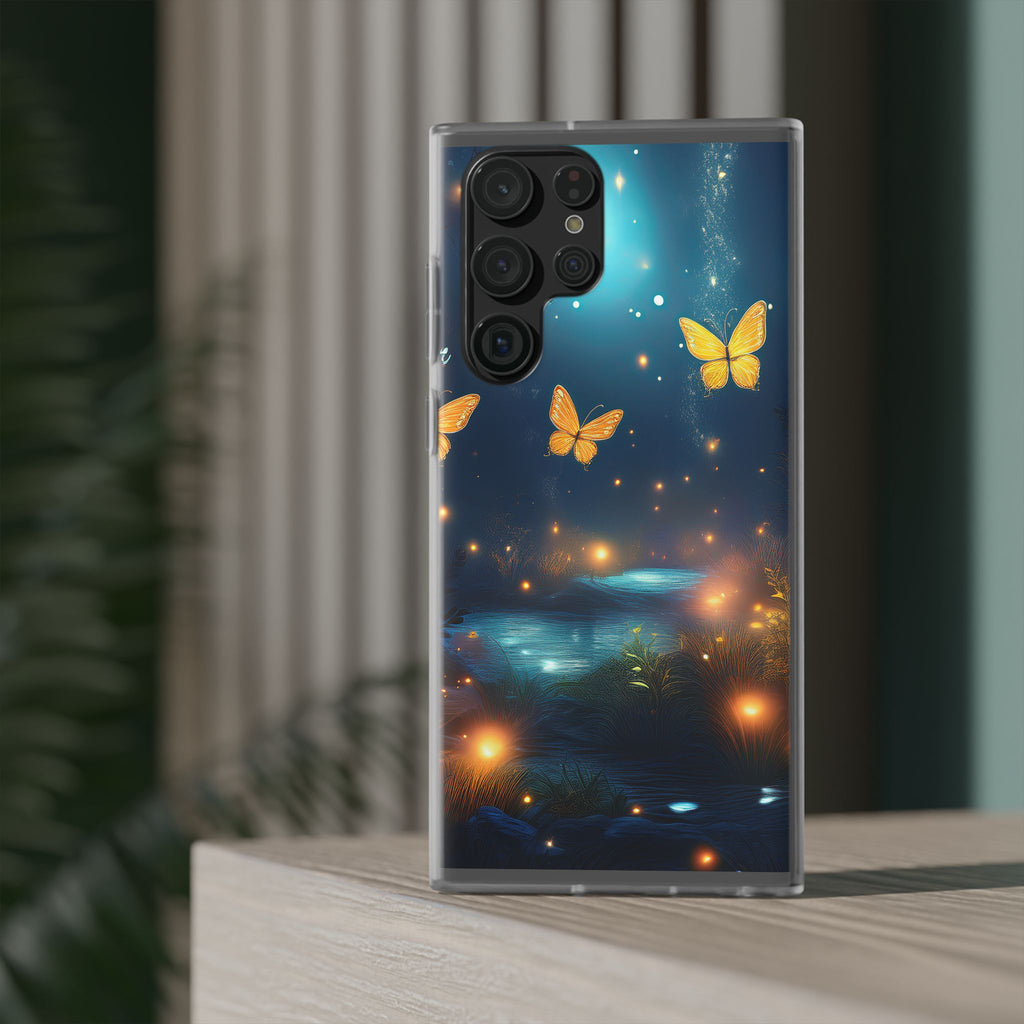 Butterfly Night Sky Phone Case – Glowing Firefly Fantasy for iPhone