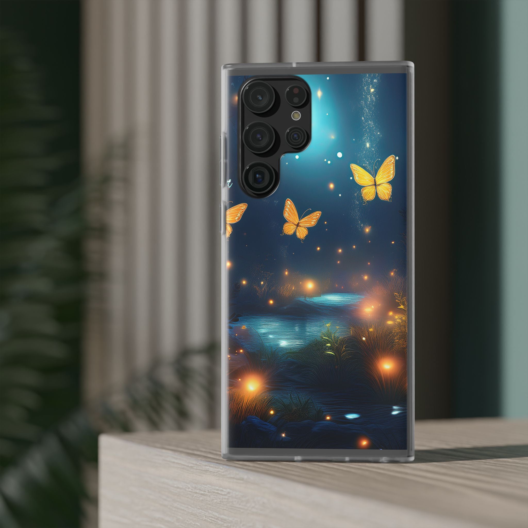 Butterfly Night Sky Phone Case – Glowing Firefly Fantasy for iPhone