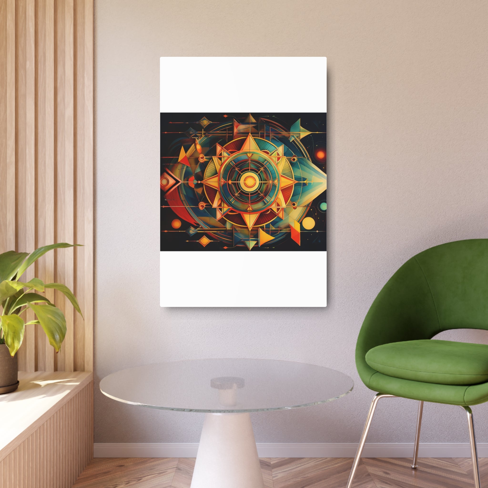 Geometric Compass Metal Art Sign — Abstract Nautical Wall Decor
