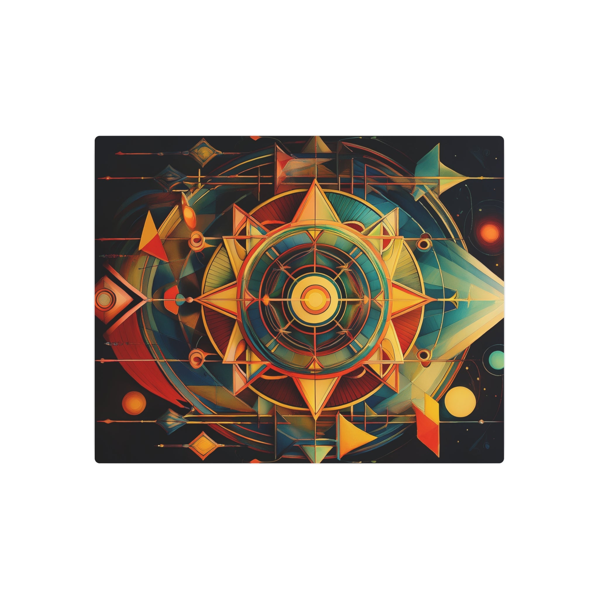 Geometric Compass Metal Art Sign — Abstract Nautical Wall Decor