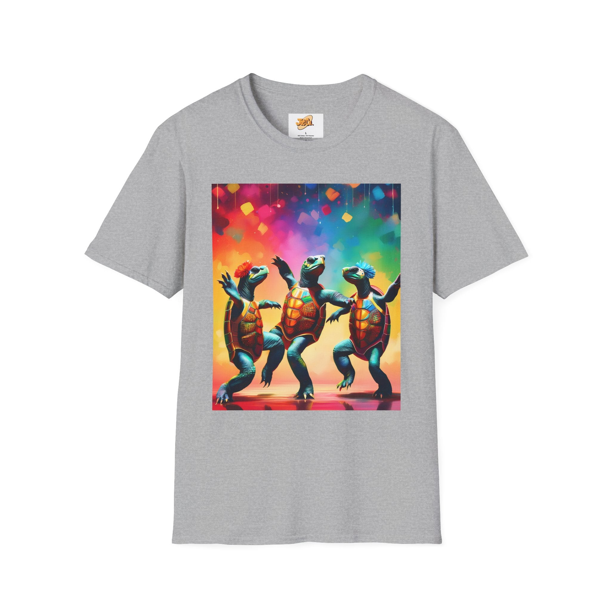 Dancing Turtles Graphic T-Shirt — Colorful Party Sea Turtle Tee