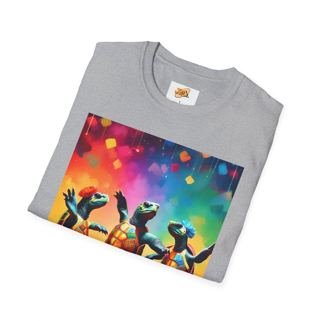 Dancing Turtles Graphic T-Shirt — Colorful Party Sea Turtle Tee