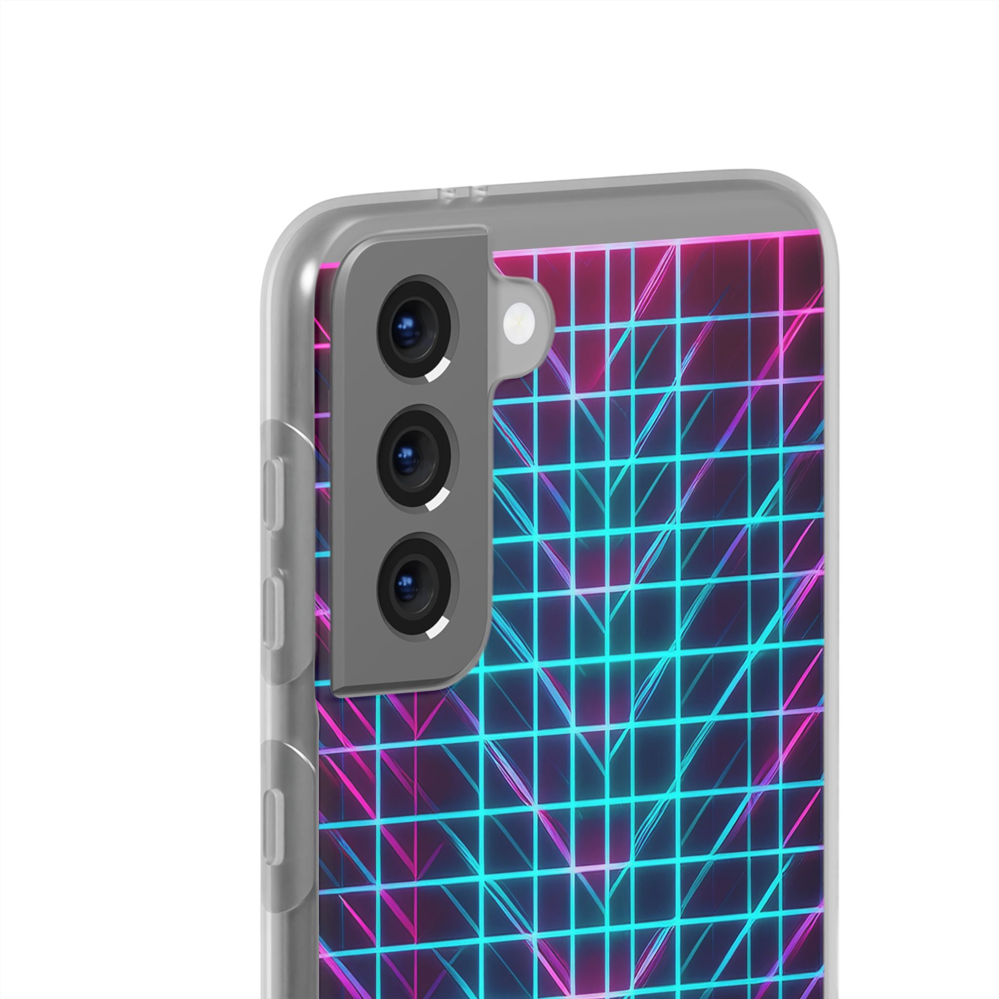Retro Neon Grid Phone Case – 80s Vaporwave Geometric iPhone Cover