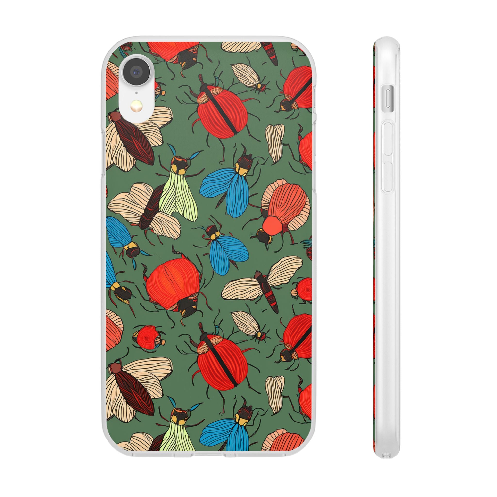 Bug Pattern Phone Case — Colorful Beetles & Flies Design