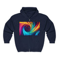 Swirl Prism Zip Hoodie — Vibrant Abstract Spiral Full-Zip Sweatshirt