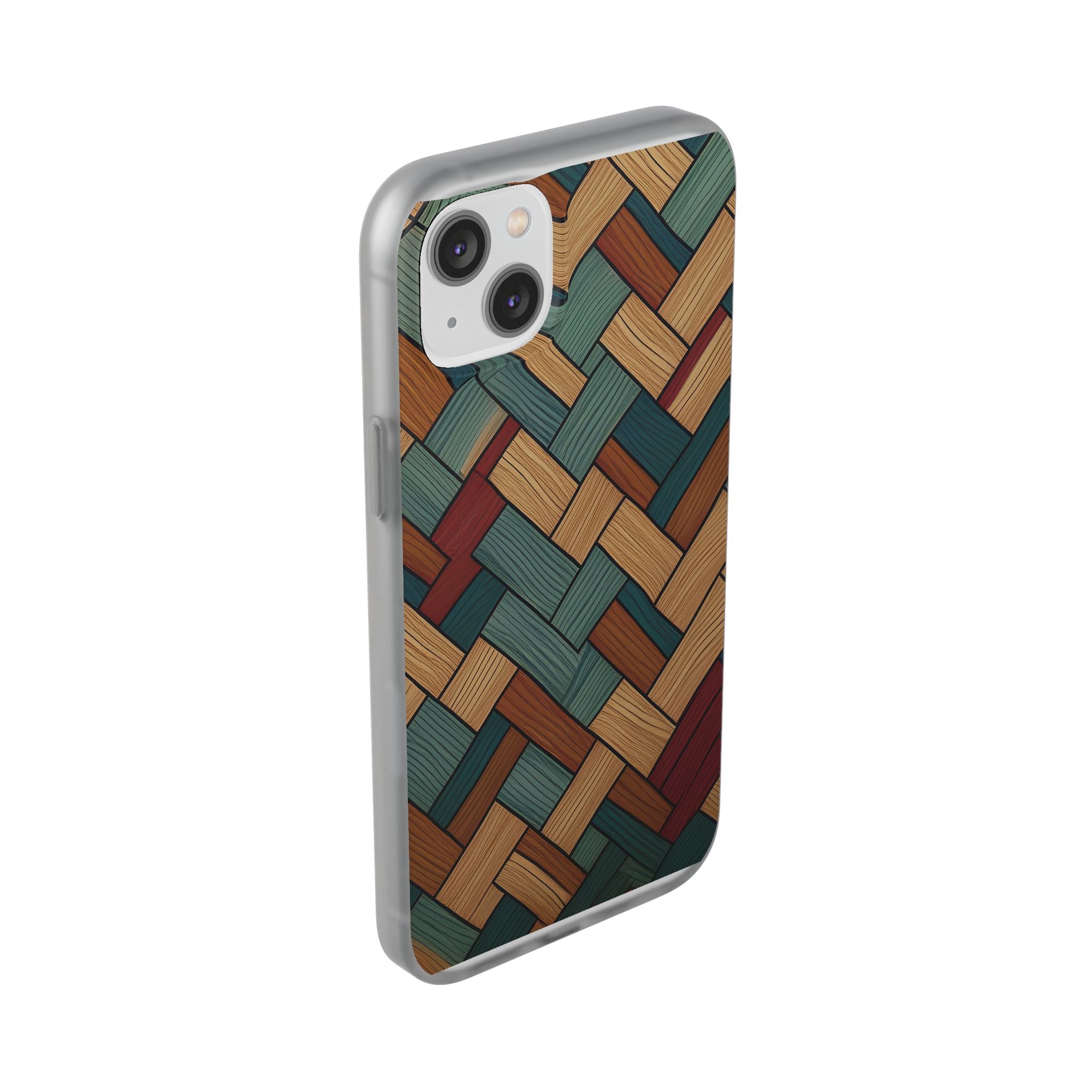 Woven Wood Pattern Phone Case — Rustic Geometric iPhone Flexi Case