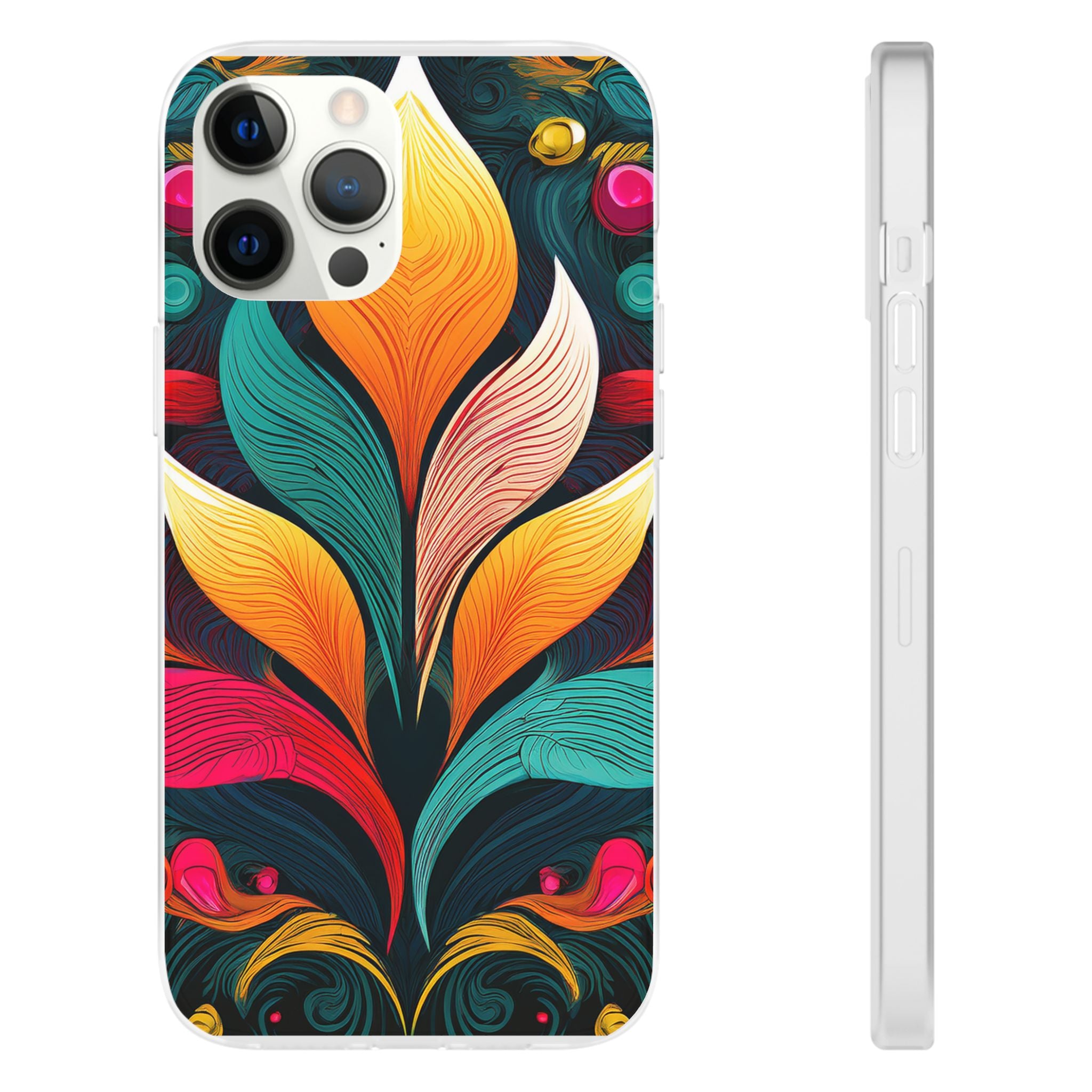 Floral Swirl Phone Case — Vibrant Boho Leaf Art Protective Cover