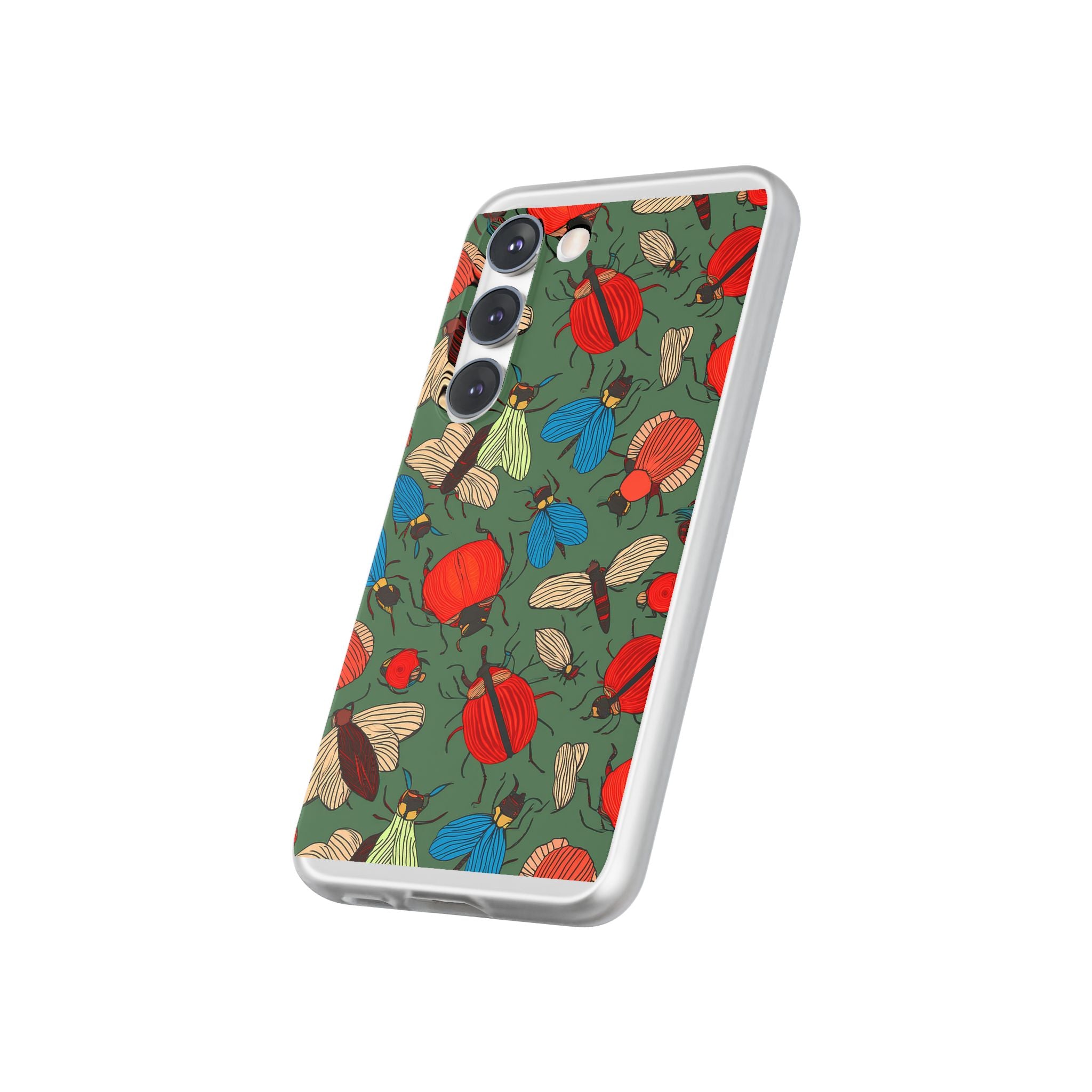 Bug Pattern Phone Case — Colorful Beetles & Flies Design