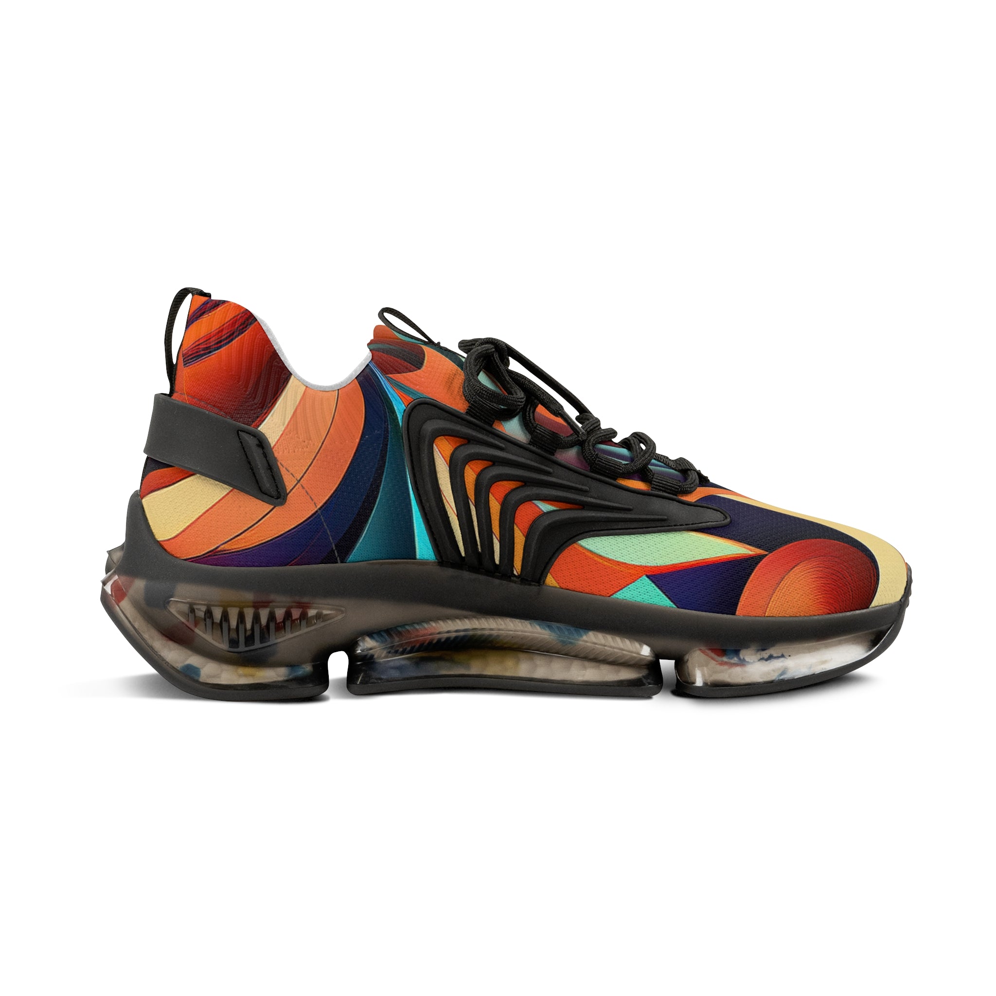 Mesh Sneakers — Retro Abstract Swirl Athletic Shoes