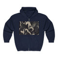Abstract Marble Zip Hoodie — Black Swirl Art Full-Zip Sweatshirt