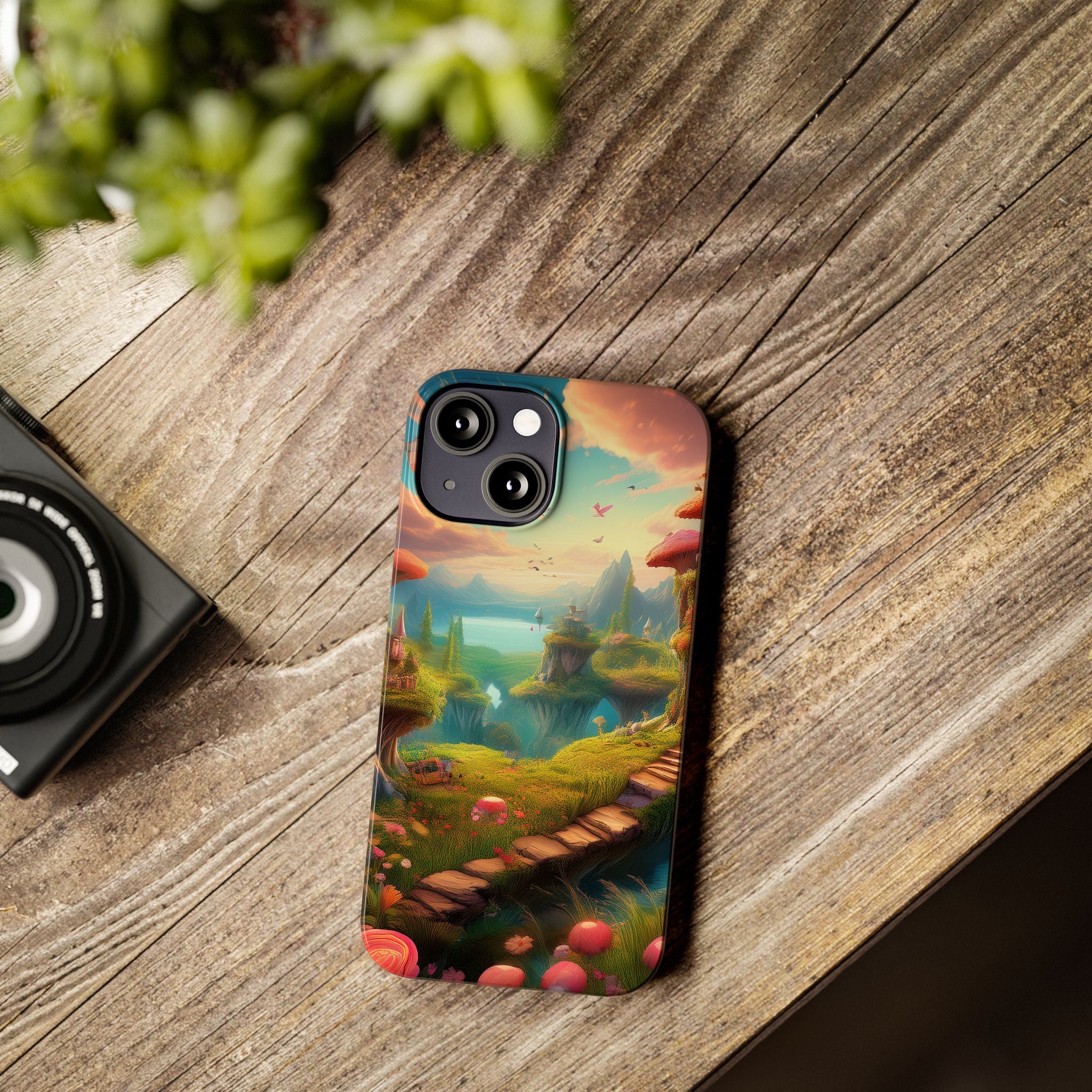 Fantasy Landscape Slim Phone Case — Enchanted Mushroom Path