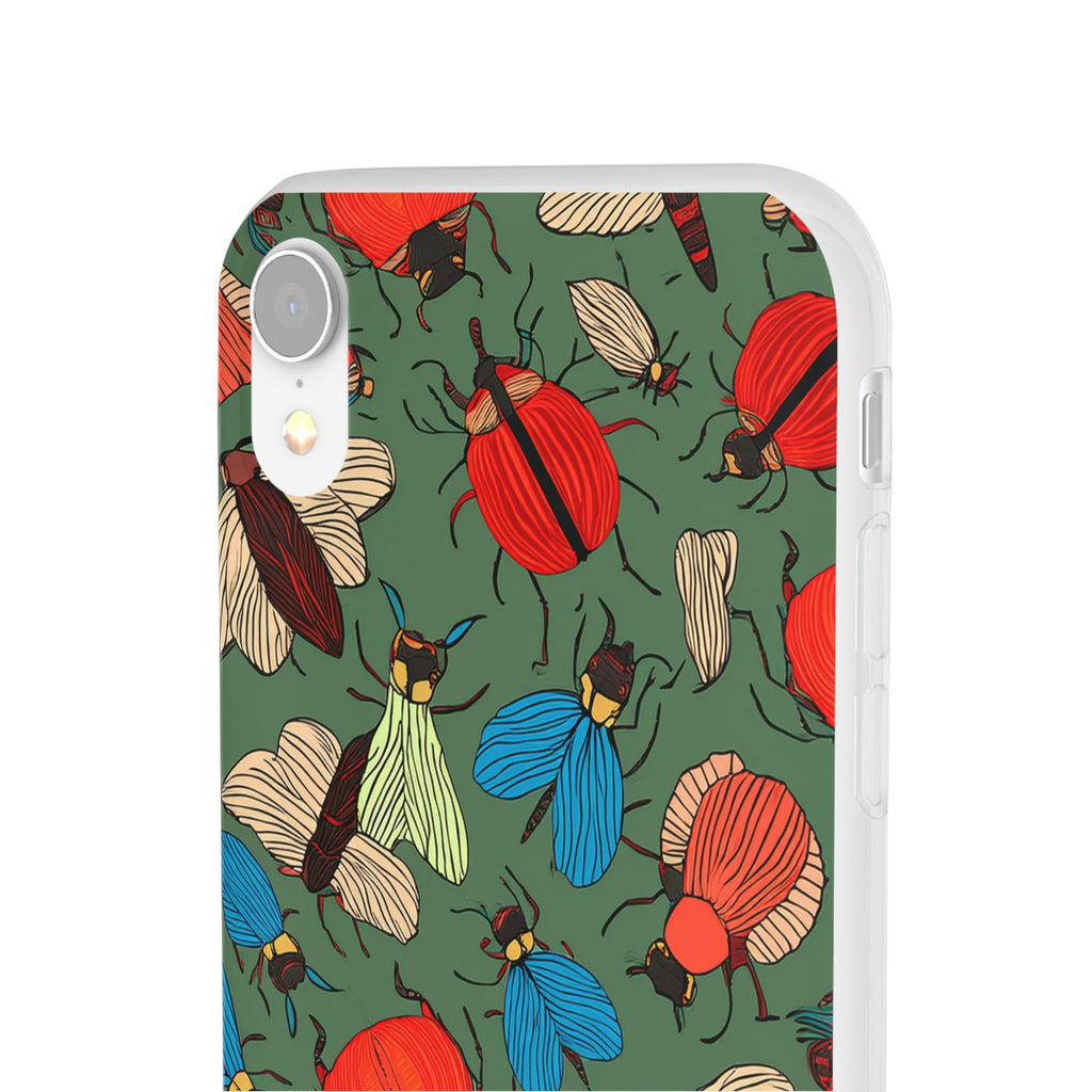 Bug Pattern Phone Case — Colorful Beetles & Flies Design