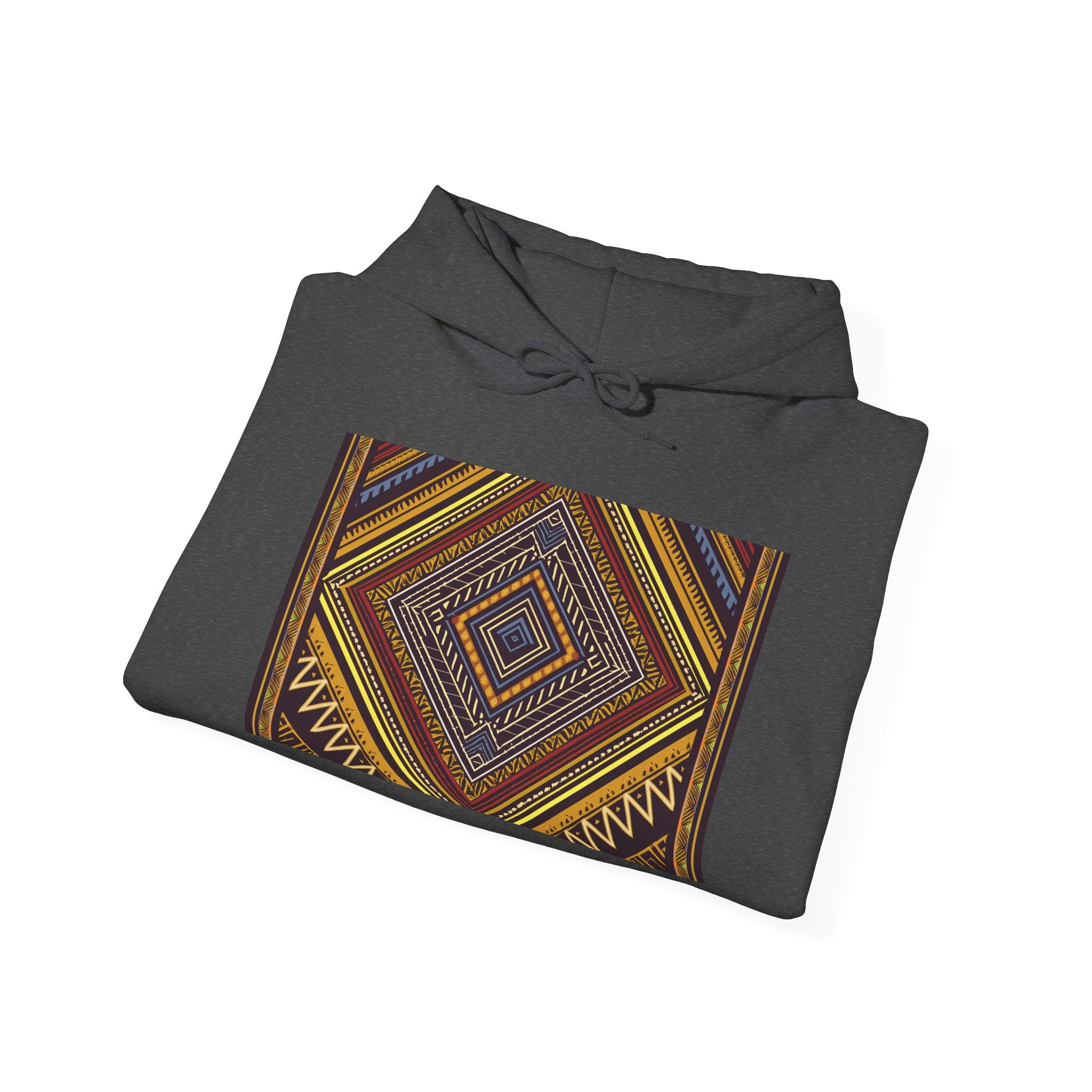 Boho Geometric Diamond Hoodie – Earthy Tribal Pattern Pullover