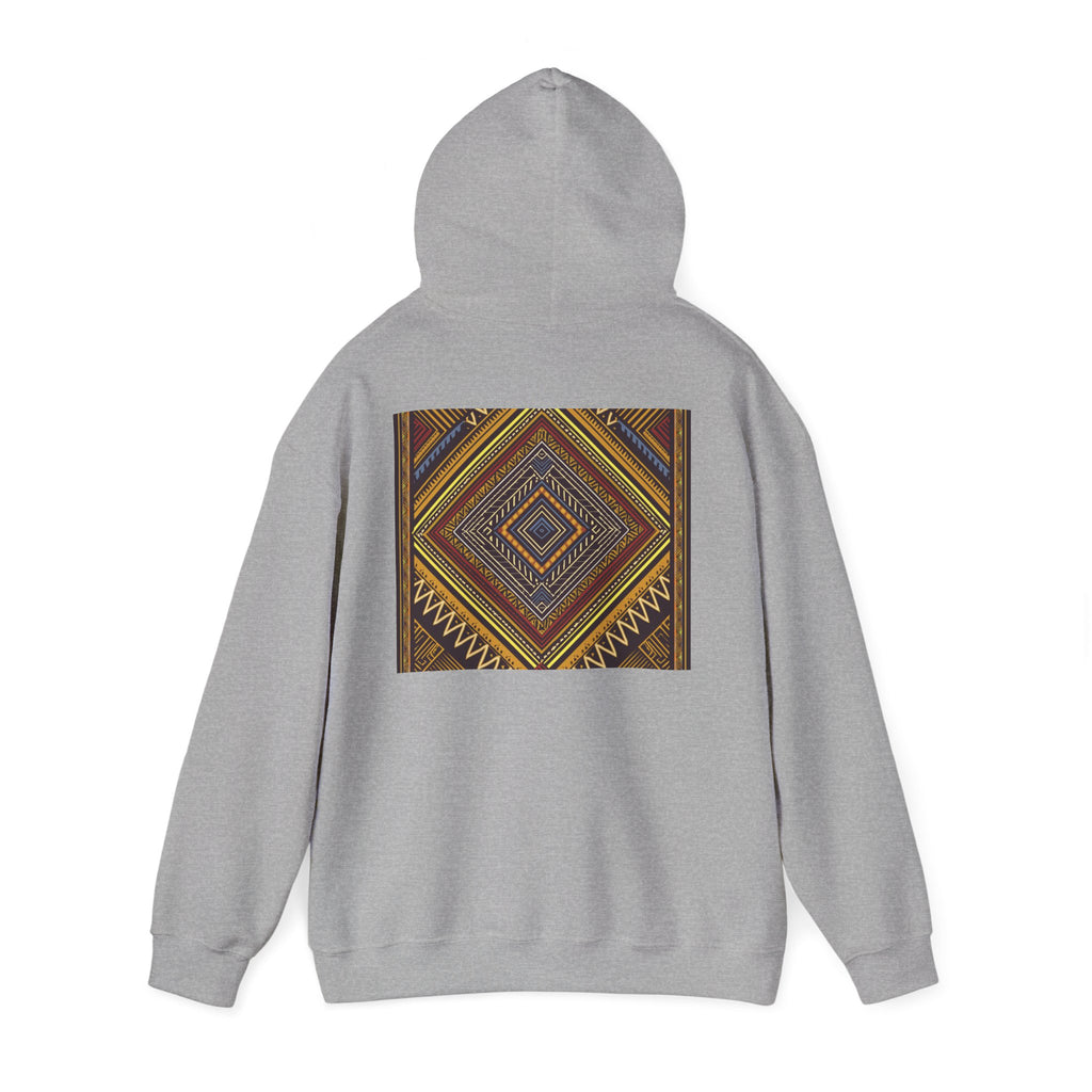 Boho Geometric Diamond Hoodie – Earthy Tribal Pattern Pullover