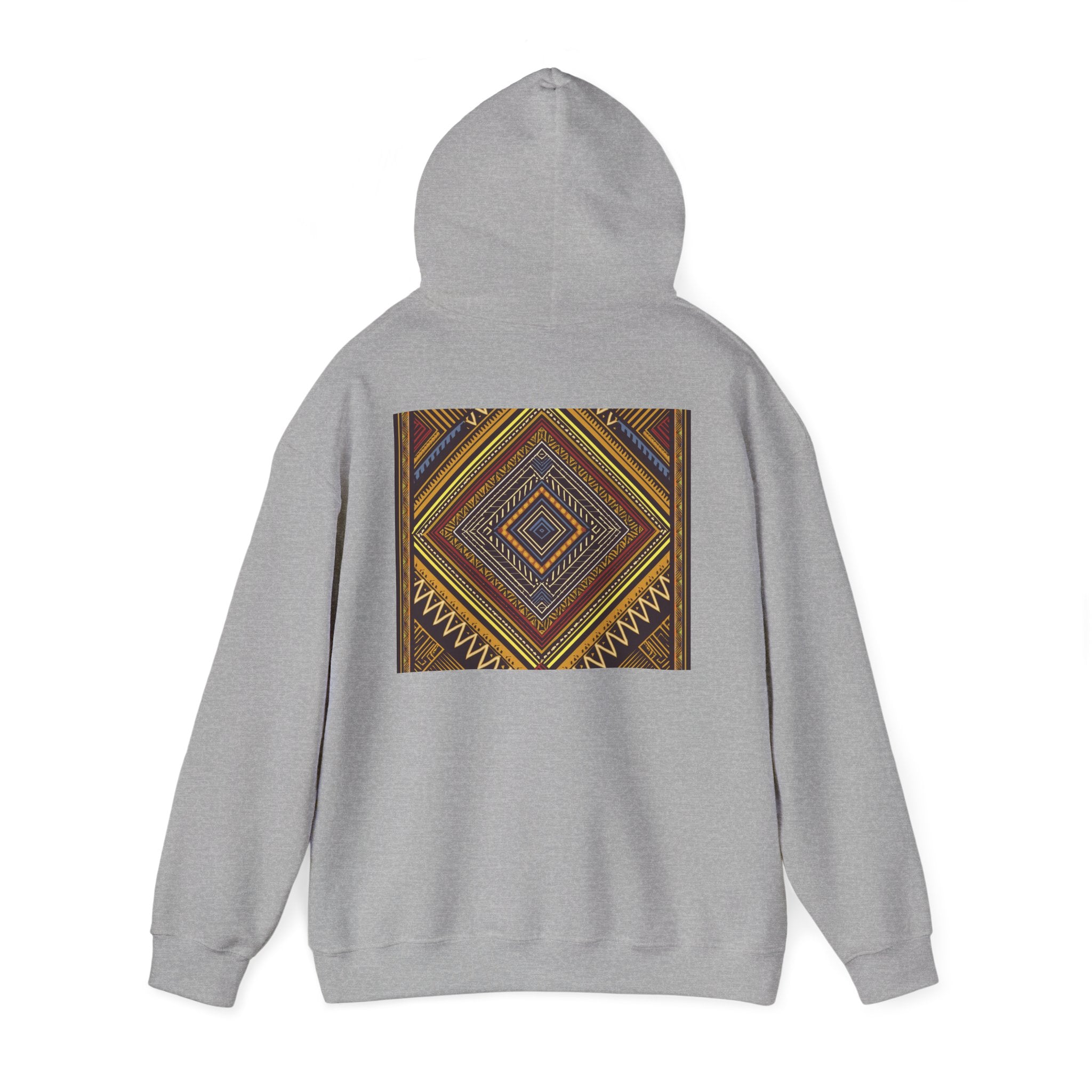 Boho Geometric Diamond Hoodie – Earthy Tribal Pattern Pullover