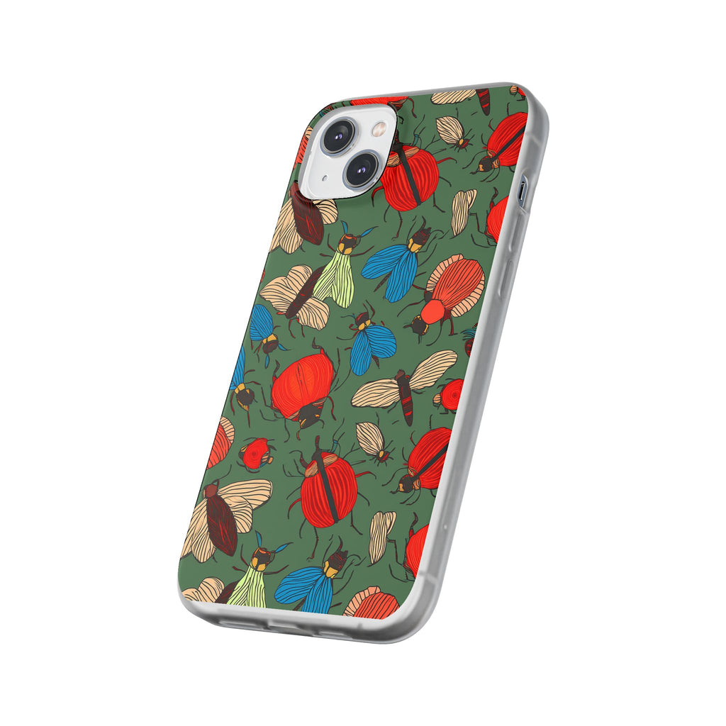 Bug Pattern Phone Case — Colorful Beetles & Flies Design