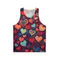 Heart Pattern Tank Top — Colorful Swirl Hearts All-Over Print