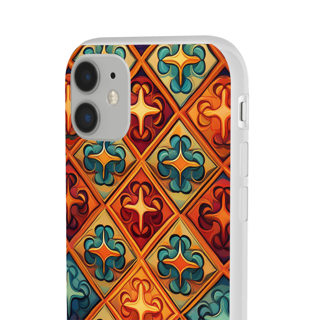 Vintage Tile Pattern Phone Case — Retro Moroccan Geometric Flexi Case