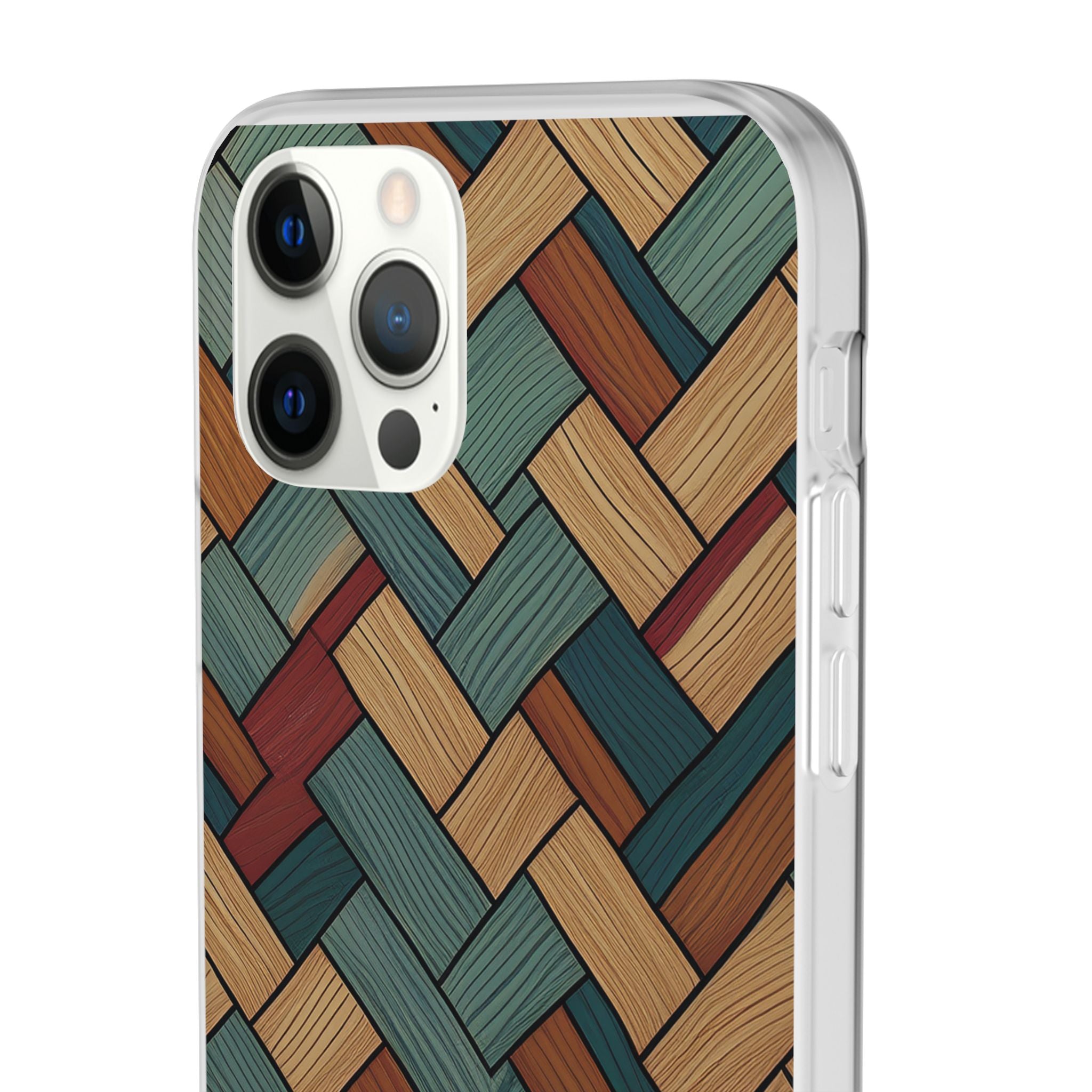Woven Wood Pattern Phone Case — Rustic Geometric iPhone Flexi Case