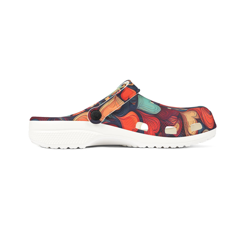 Heart Swirl Clogs — Colorful Retro EVA Foam Slip-On Shoes