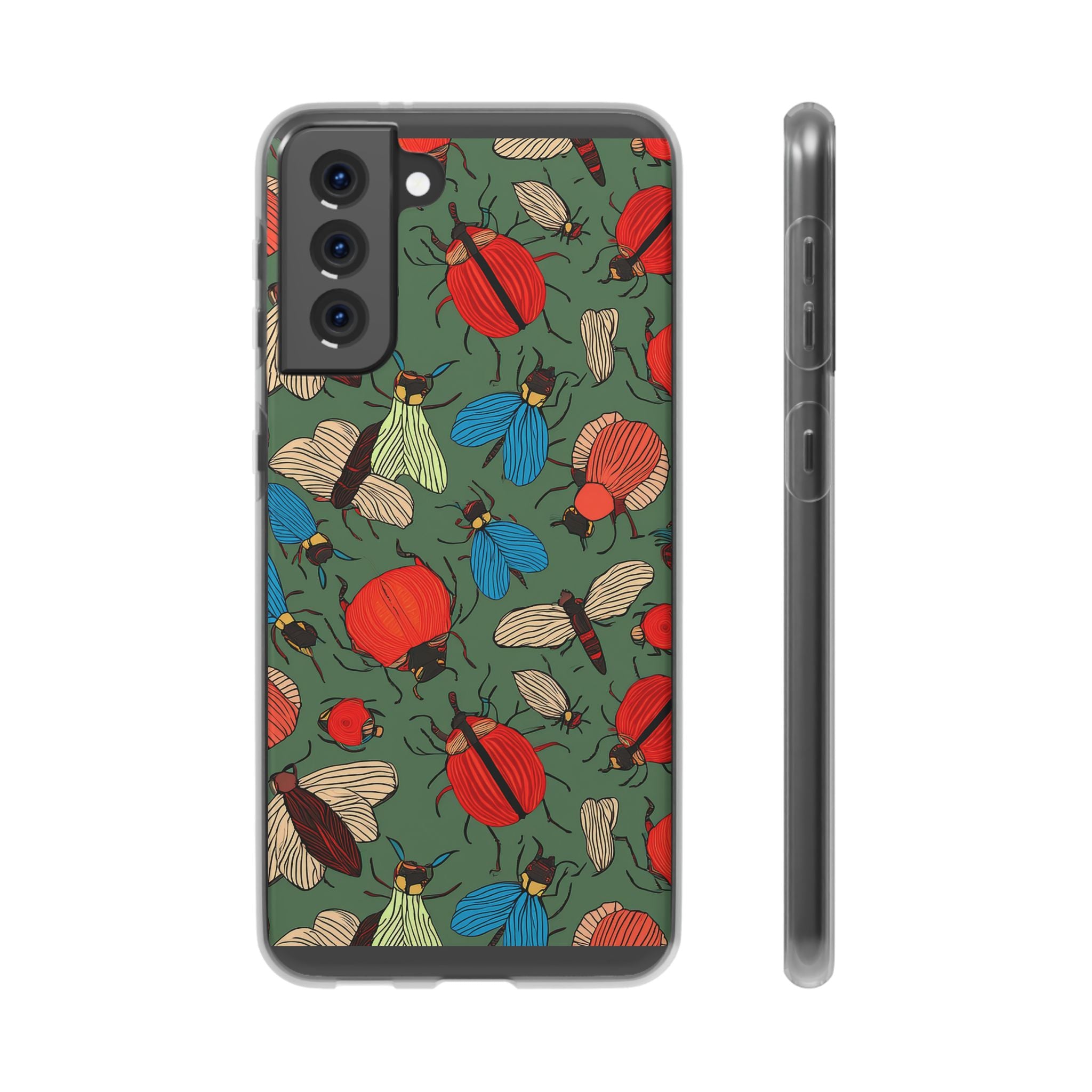 Bug Pattern Phone Case — Colorful Beetles & Flies Design