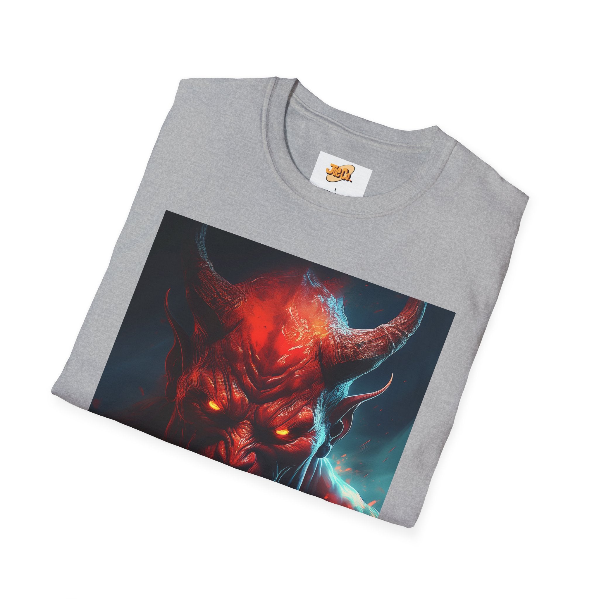 Demon Skull T-Shirt — Fiery Horned Demon Graphic Tee