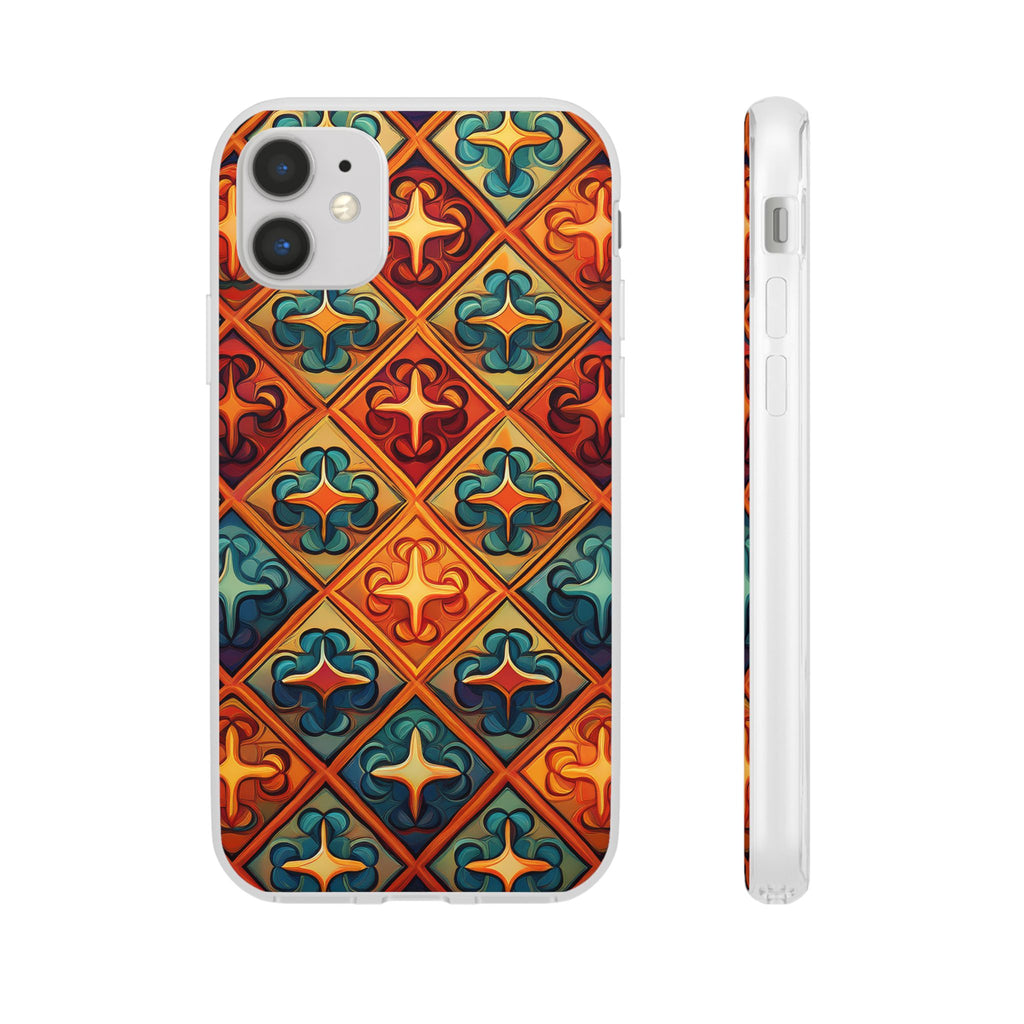 Vintage Tile Pattern Phone Case — Retro Moroccan Geometric Flexi Case