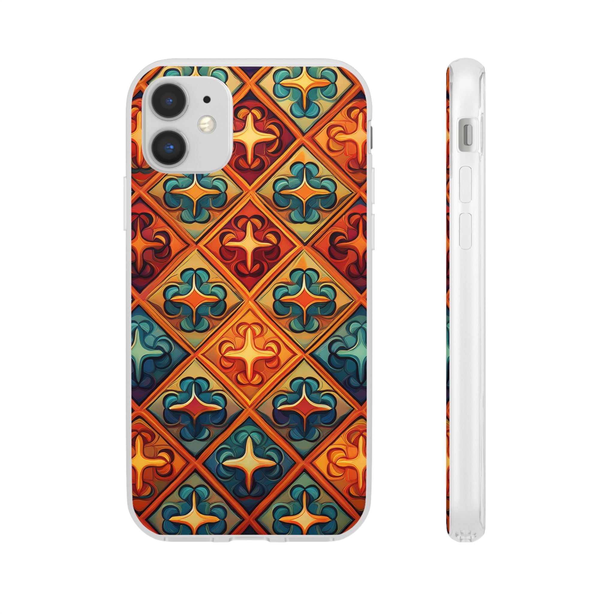 Vintage Tile Pattern Phone Case — Retro Moroccan Geometric Flexi Case