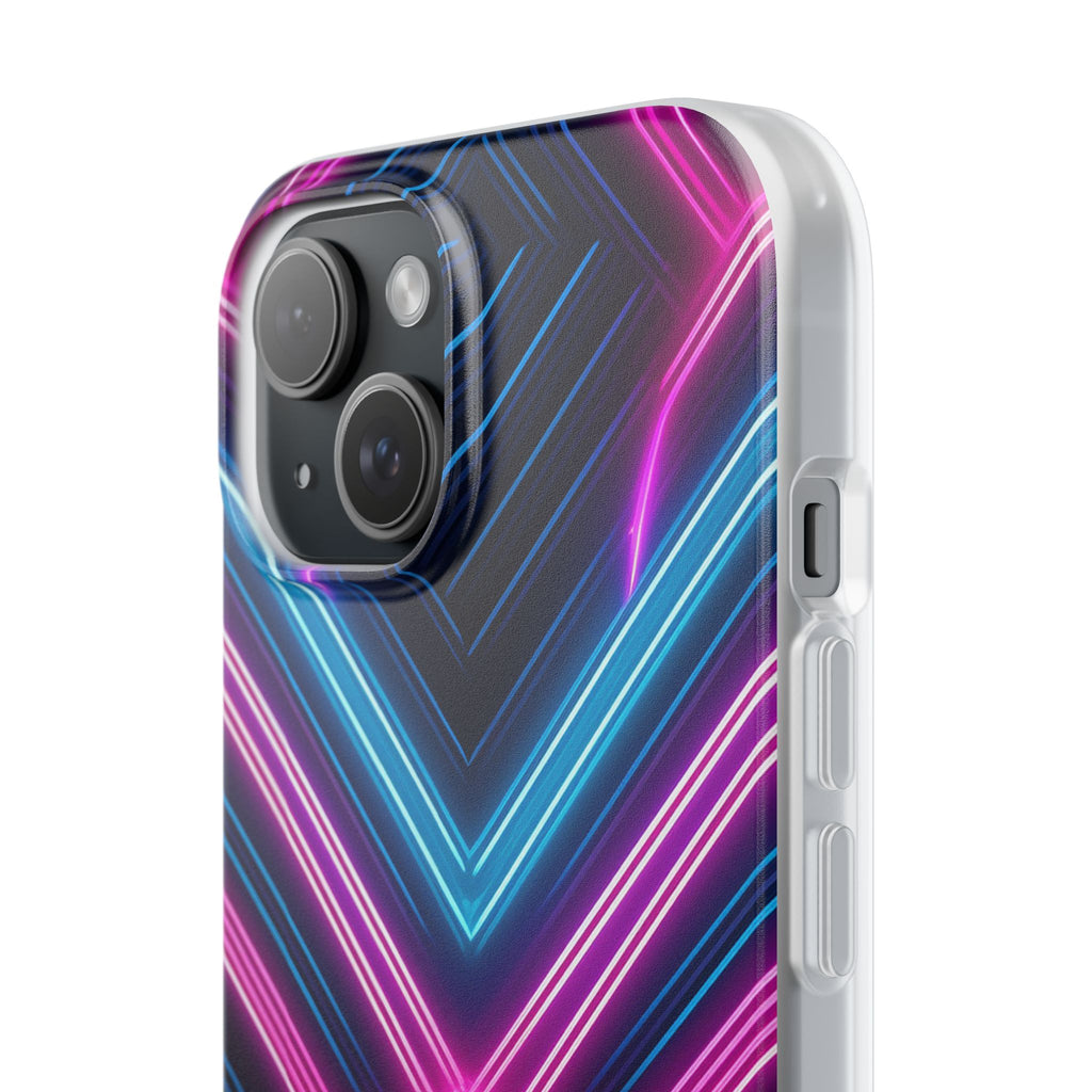 Neon Geometric Phone Case – Retro Vibes Blue & Pink Flexi Case