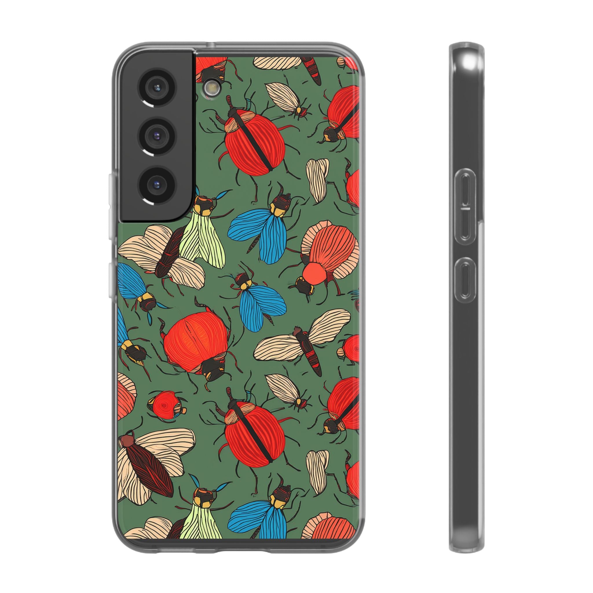 Bug Pattern Phone Case — Colorful Beetles & Flies Design