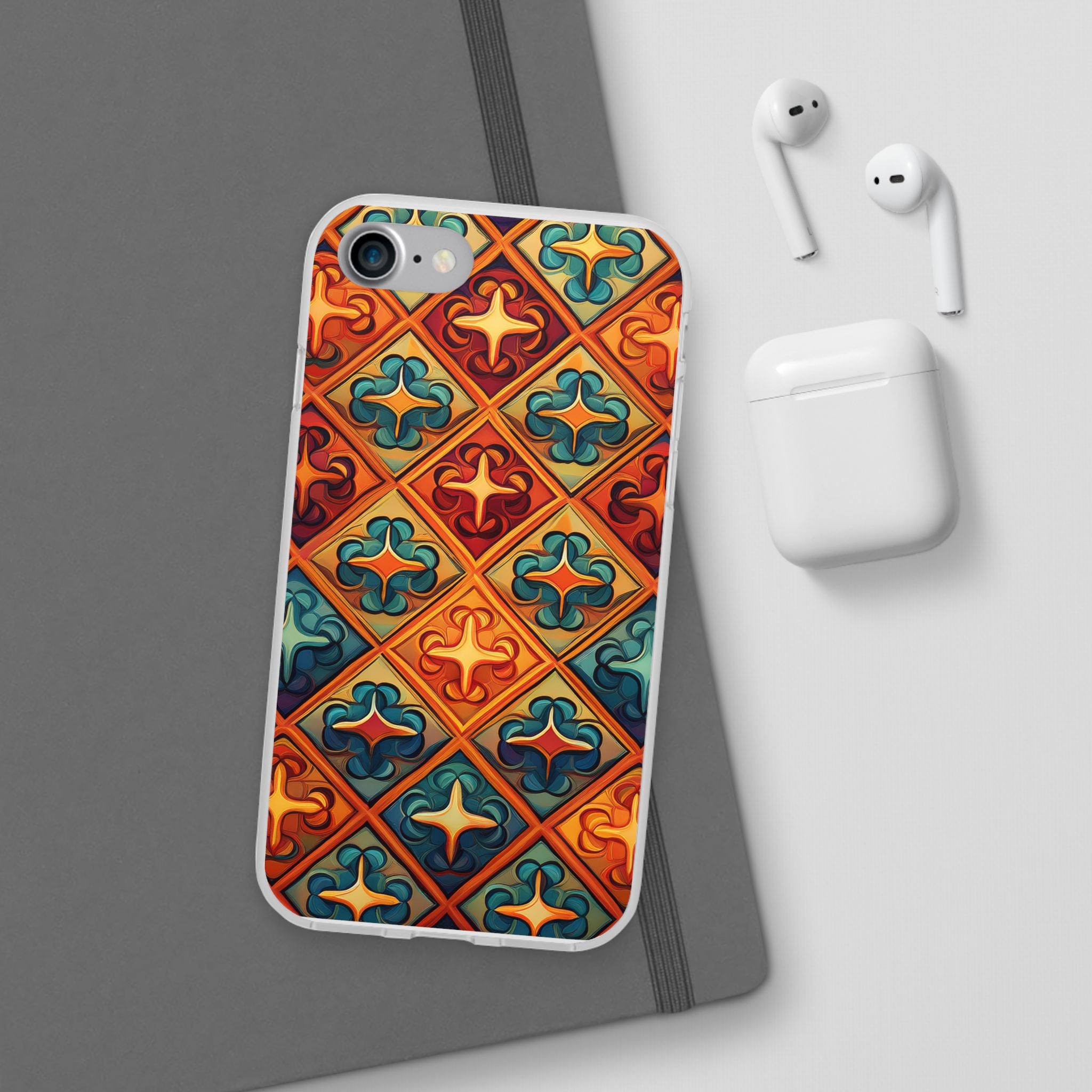 Vintage Tile Pattern Phone Case — Retro Moroccan Geometric Flexi Case