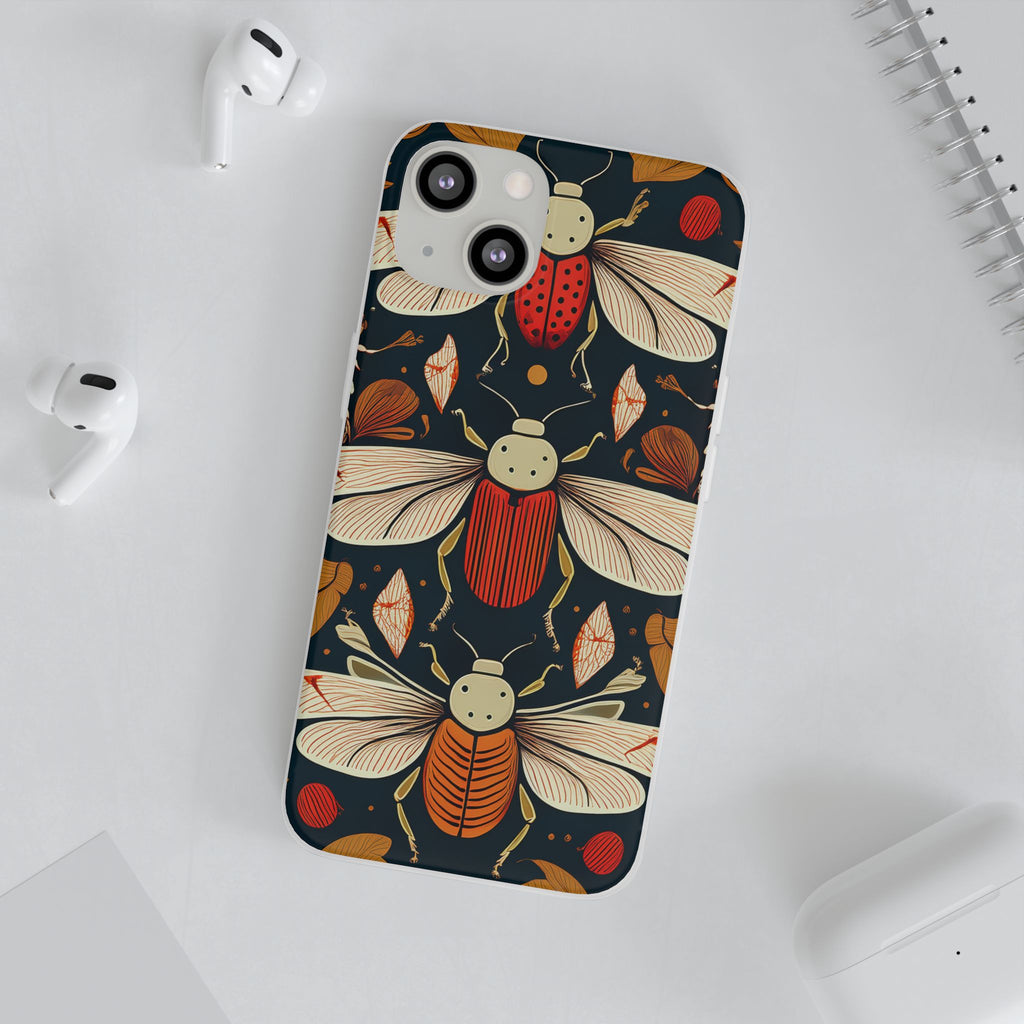 Bug Pattern Phone Case — Vintage Floral Firefly Design