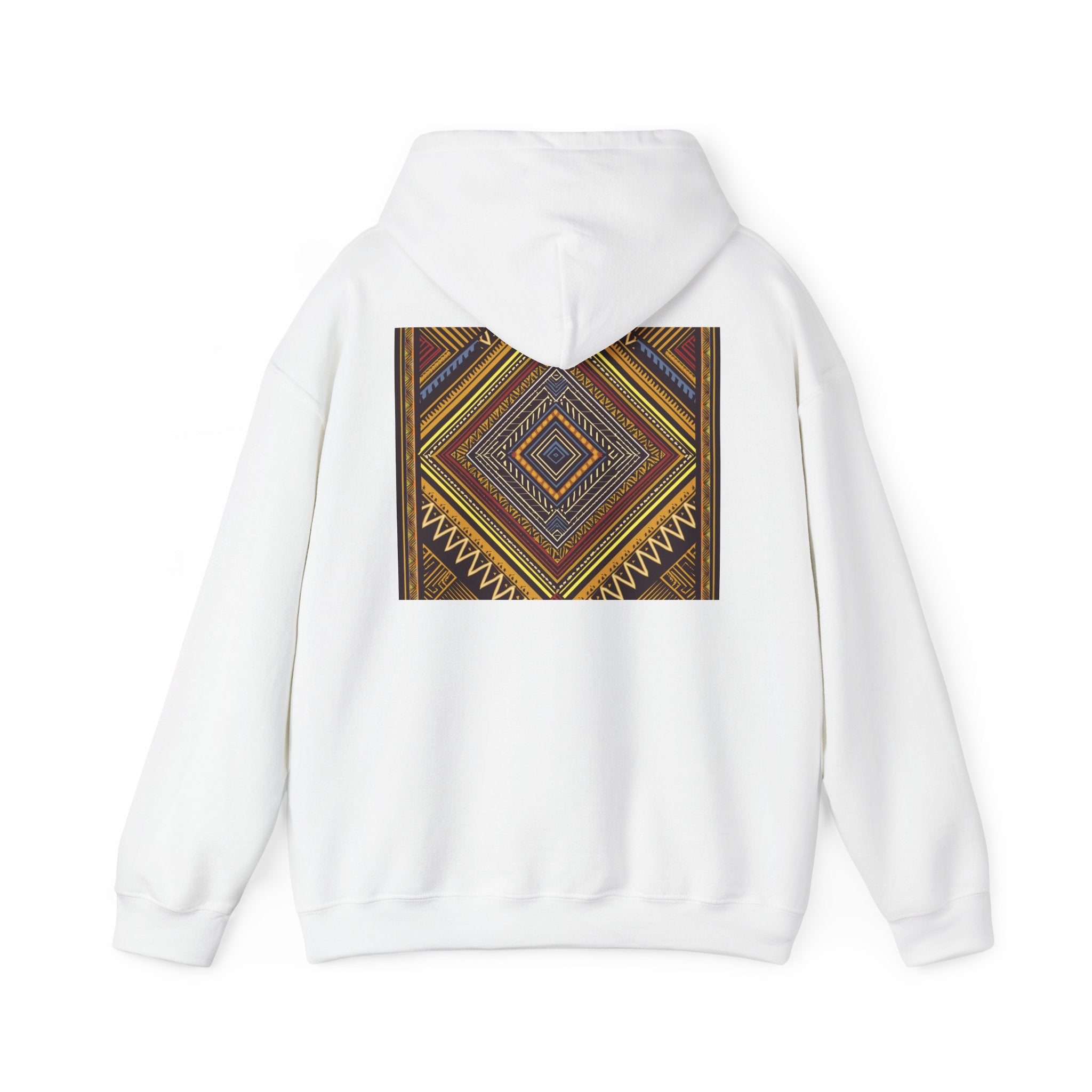 Boho Geometric Diamond Hoodie – Earthy Tribal Pattern Pullover