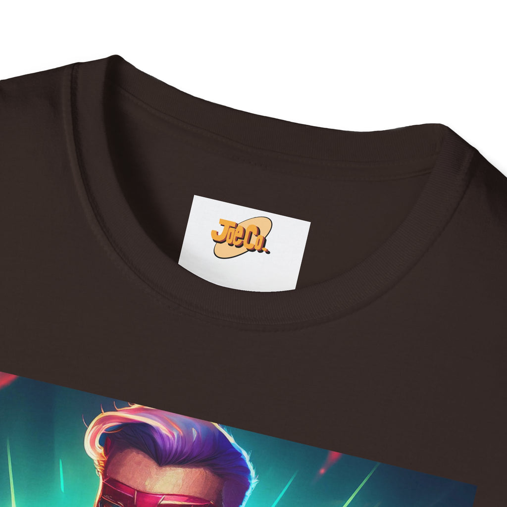 Superhero Graphic T-Shirt — Retro Neon Captain Chest Emblem