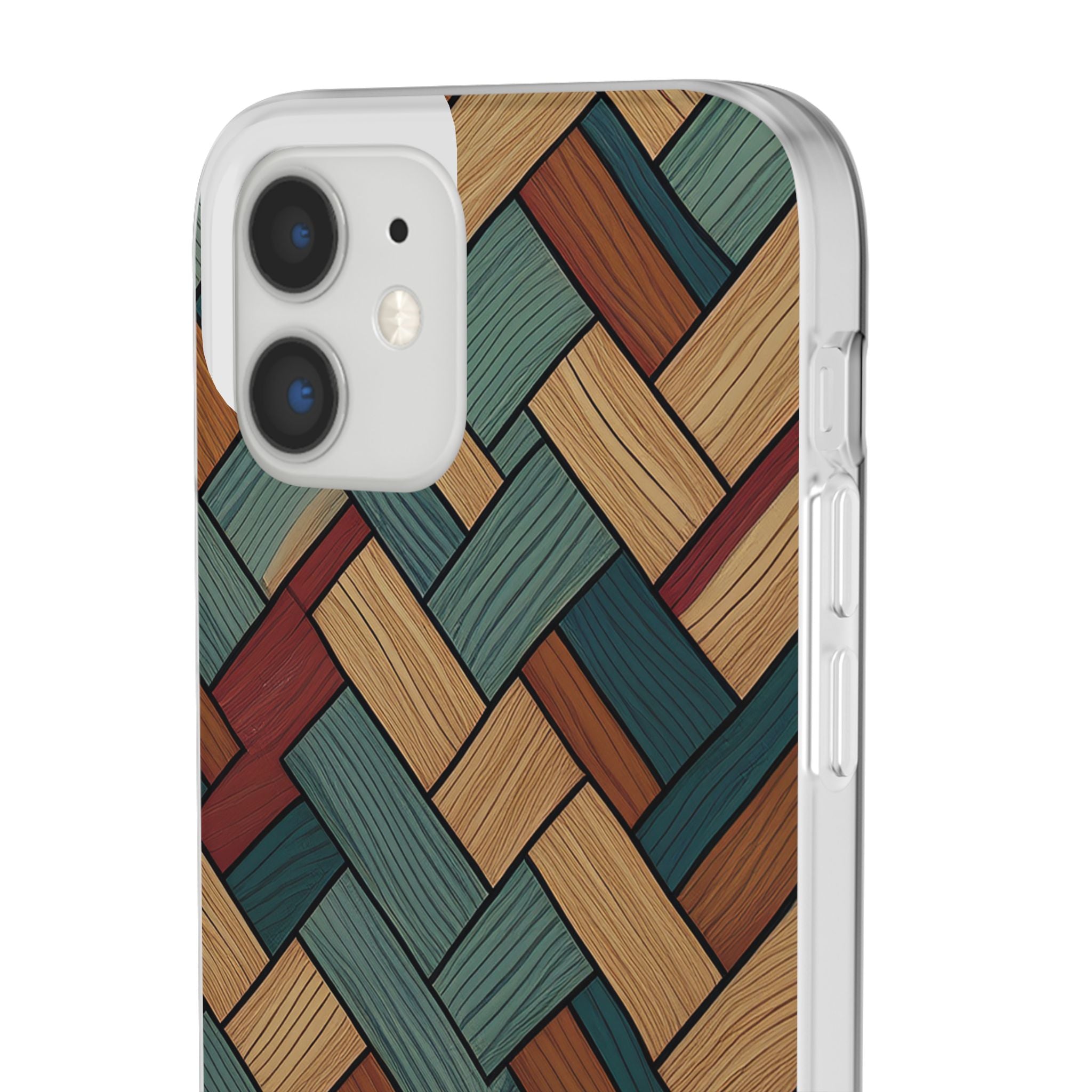 Woven Wood Pattern Phone Case — Rustic Geometric iPhone Flexi Case