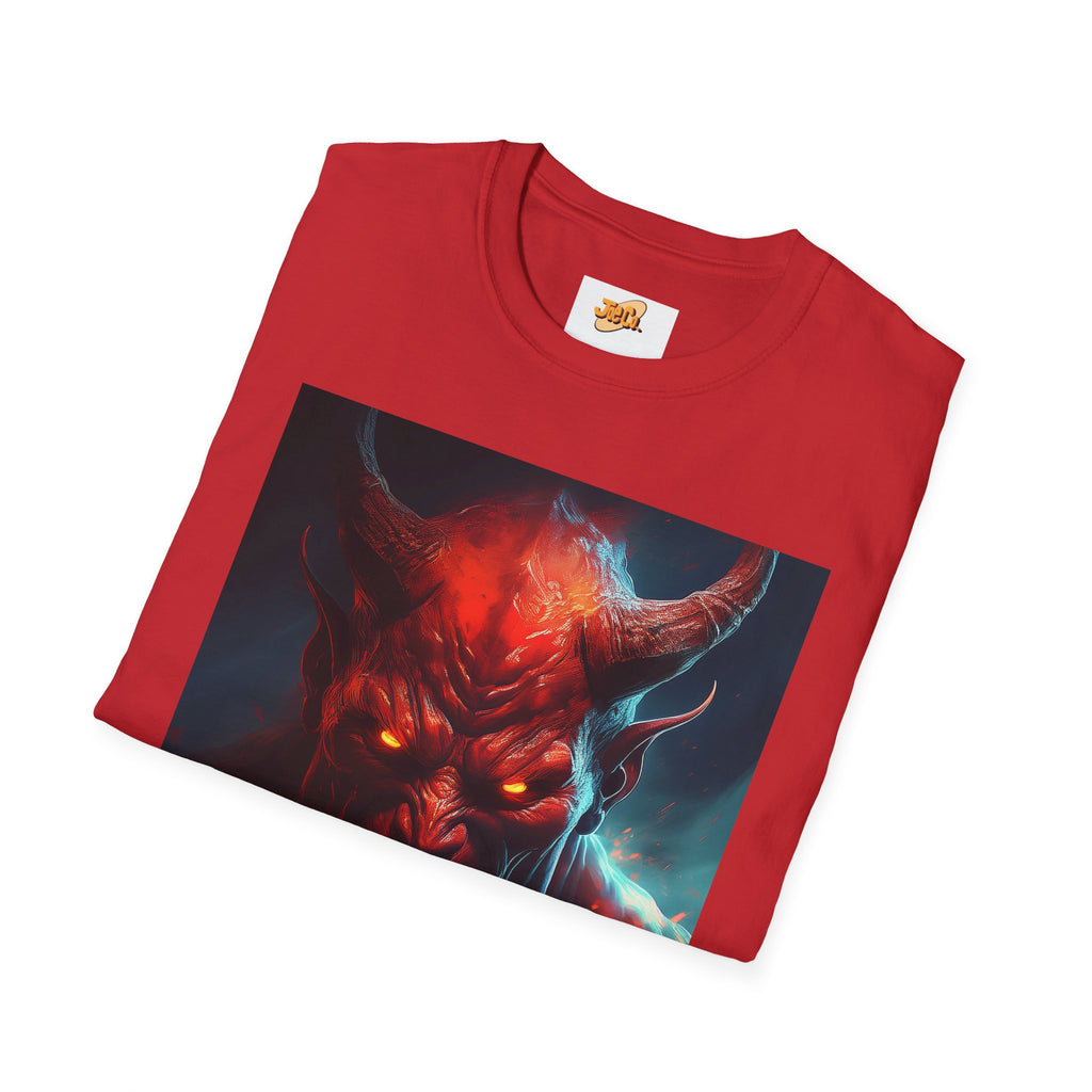 Demon Skull T-Shirt — Fiery Horned Demon Graphic Tee