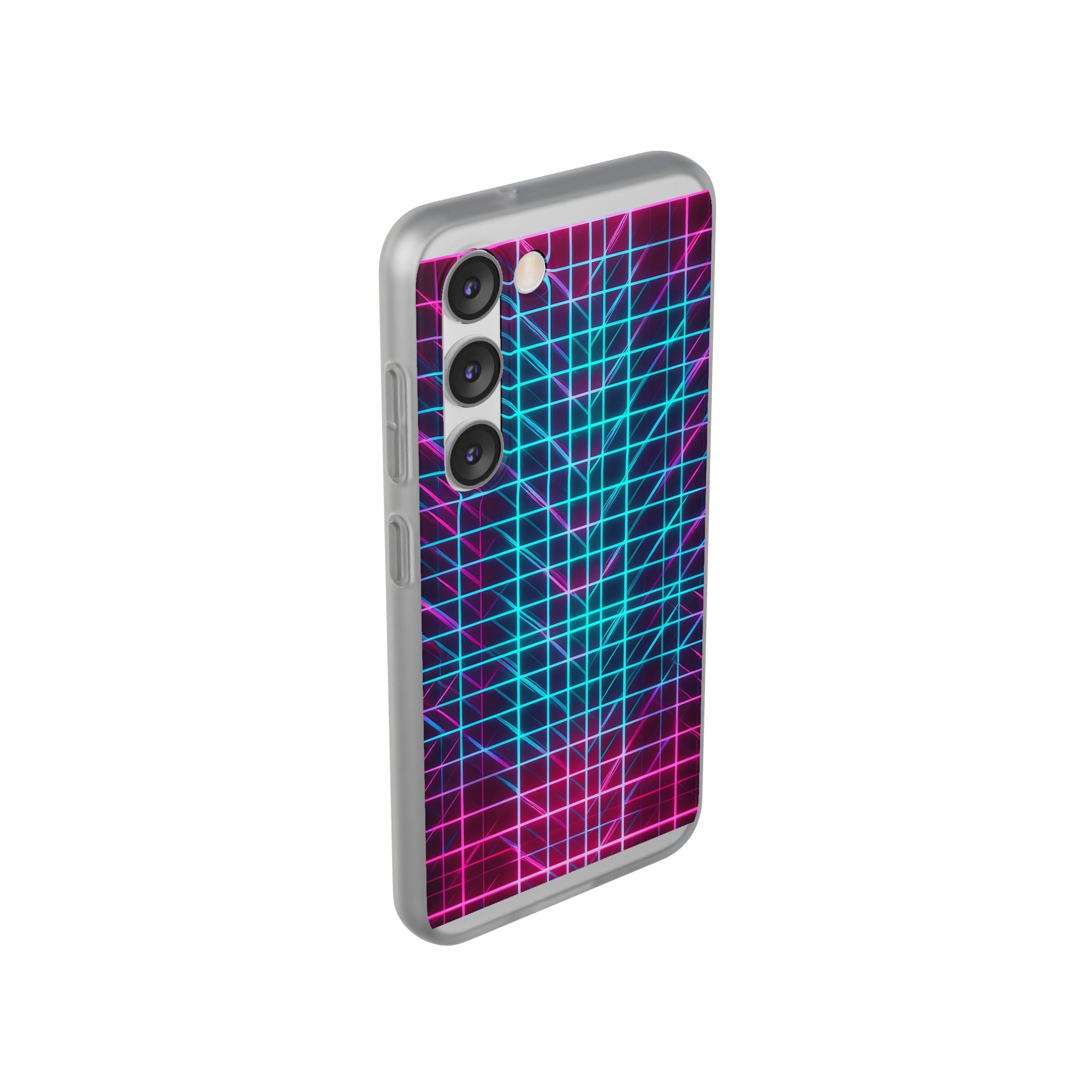 Retro Neon Grid Phone Case – 80s Vaporwave Geometric iPhone Cover