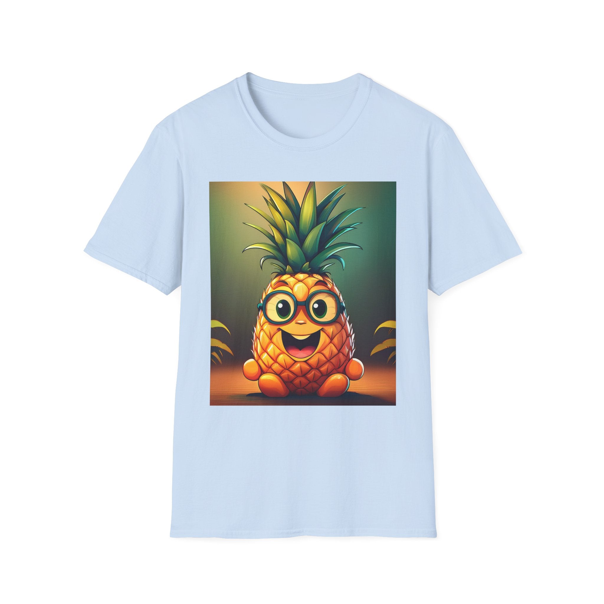 Pineapple Cartoon T-Shirt — Cute Smiling Pineapple with Glasses Tee