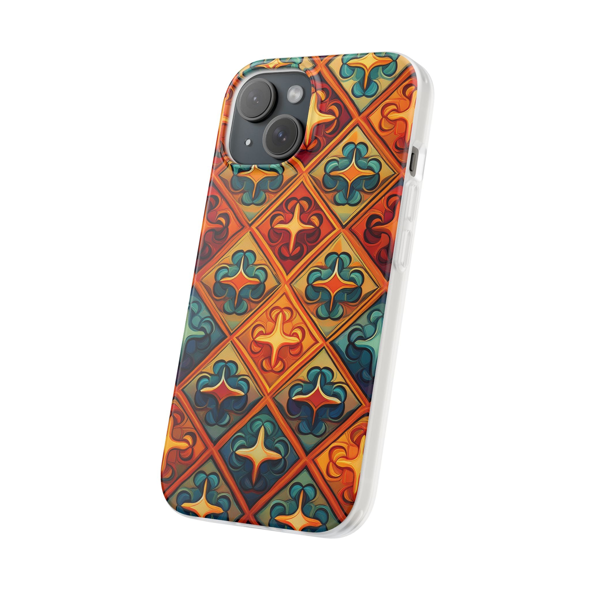 Vintage Tile Pattern Phone Case — Retro Moroccan Geometric Flexi Case