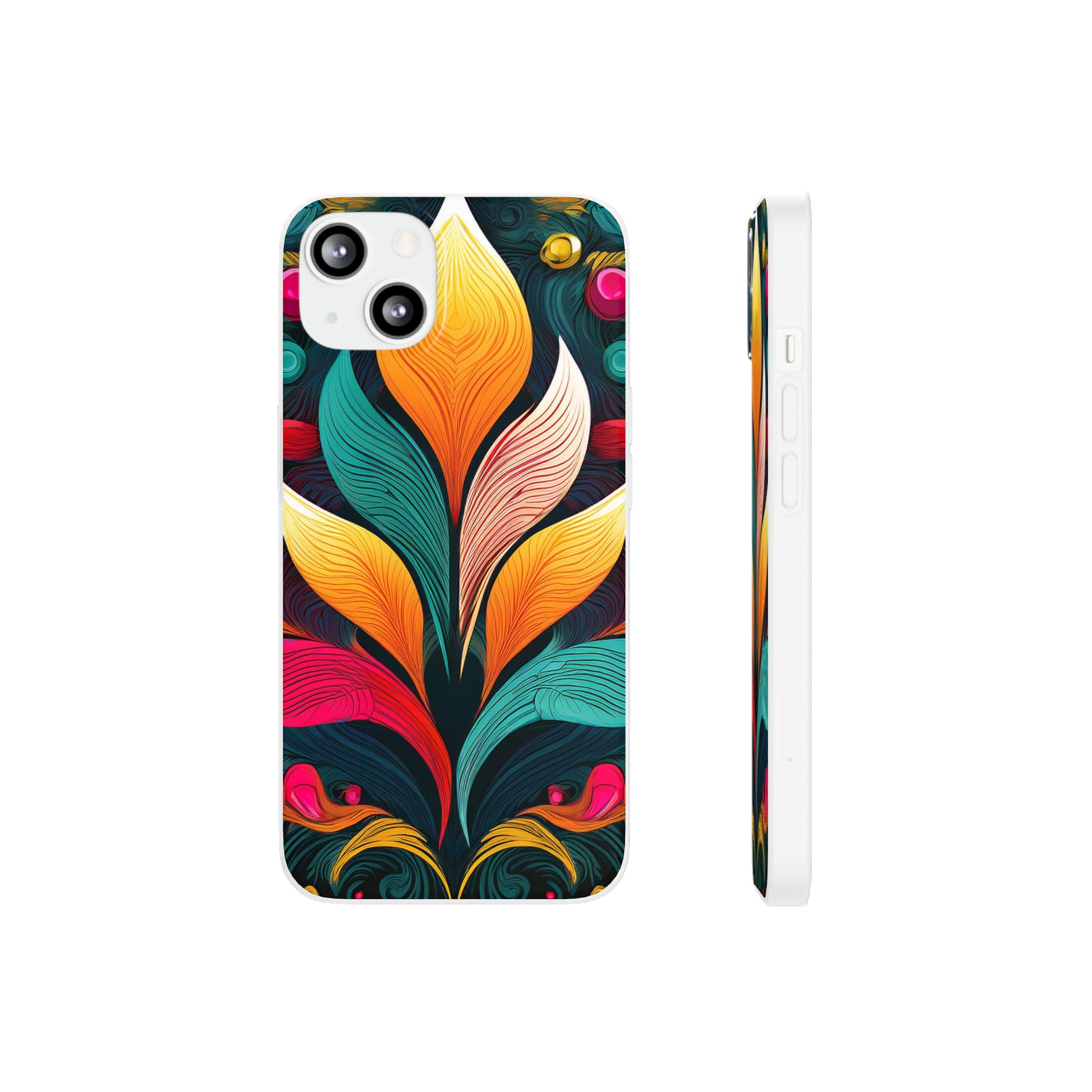 Floral Swirl Phone Case — Vibrant Boho Leaf Art Protective Cover