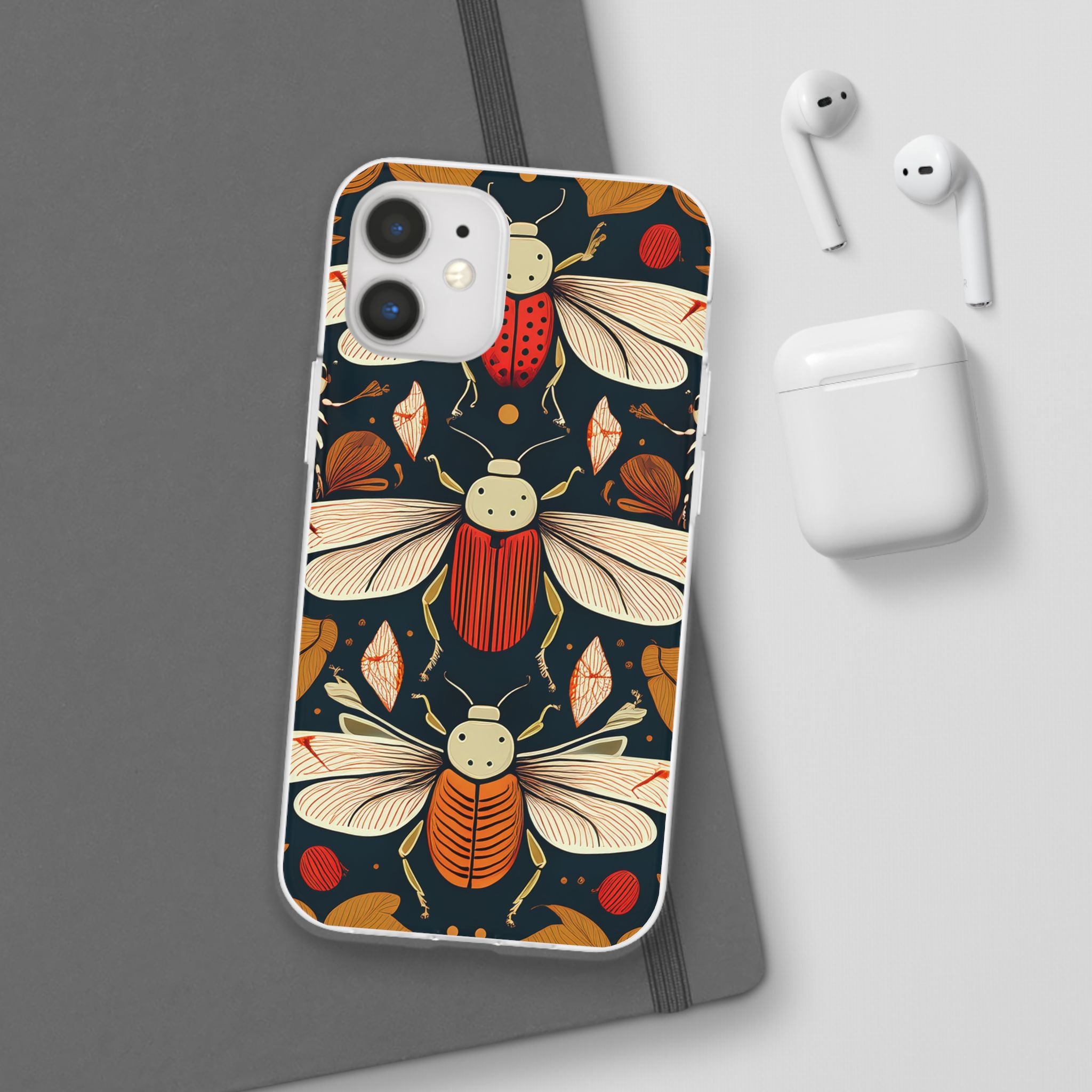 Bug Pattern Phone Case — Vintage Floral Firefly Design