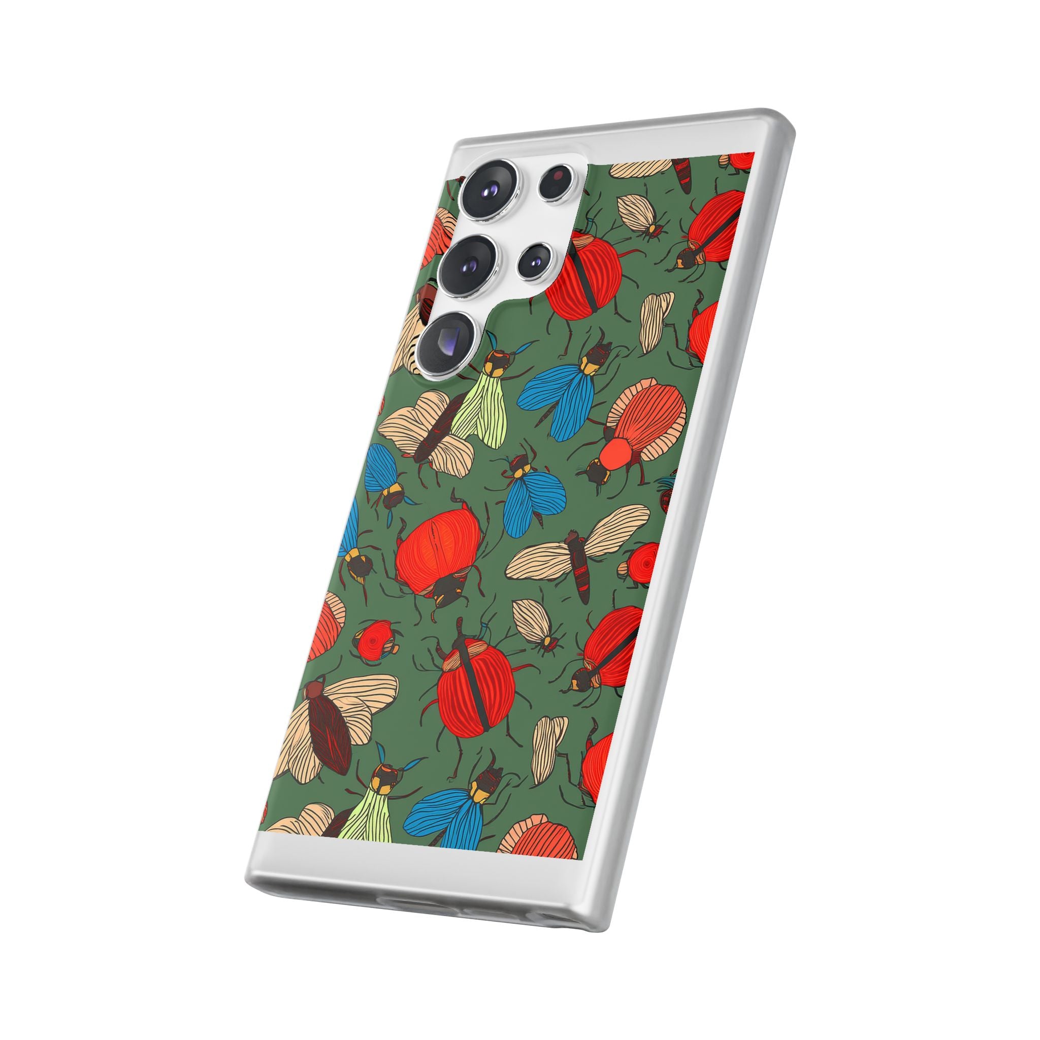 Bug Pattern Phone Case — Colorful Beetles & Flies Design