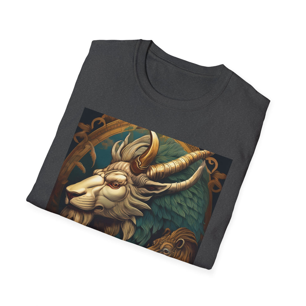 Mythical Beast Art T-Shirt — Majestic Ram & Goat Fantasy Illustration